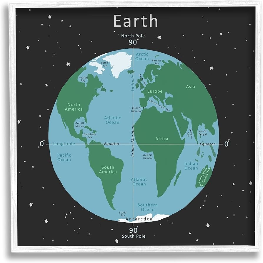 Amazon Stupell Industries Earth Equator Prime Meridian Map Diagram Globe Design By Carla Daly Everything Else