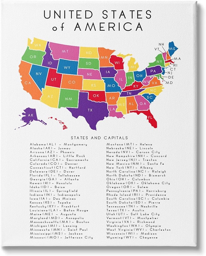 Amazon Stupell Industries USA Map State Abbreviations And Capitals Playful Tones Office Products