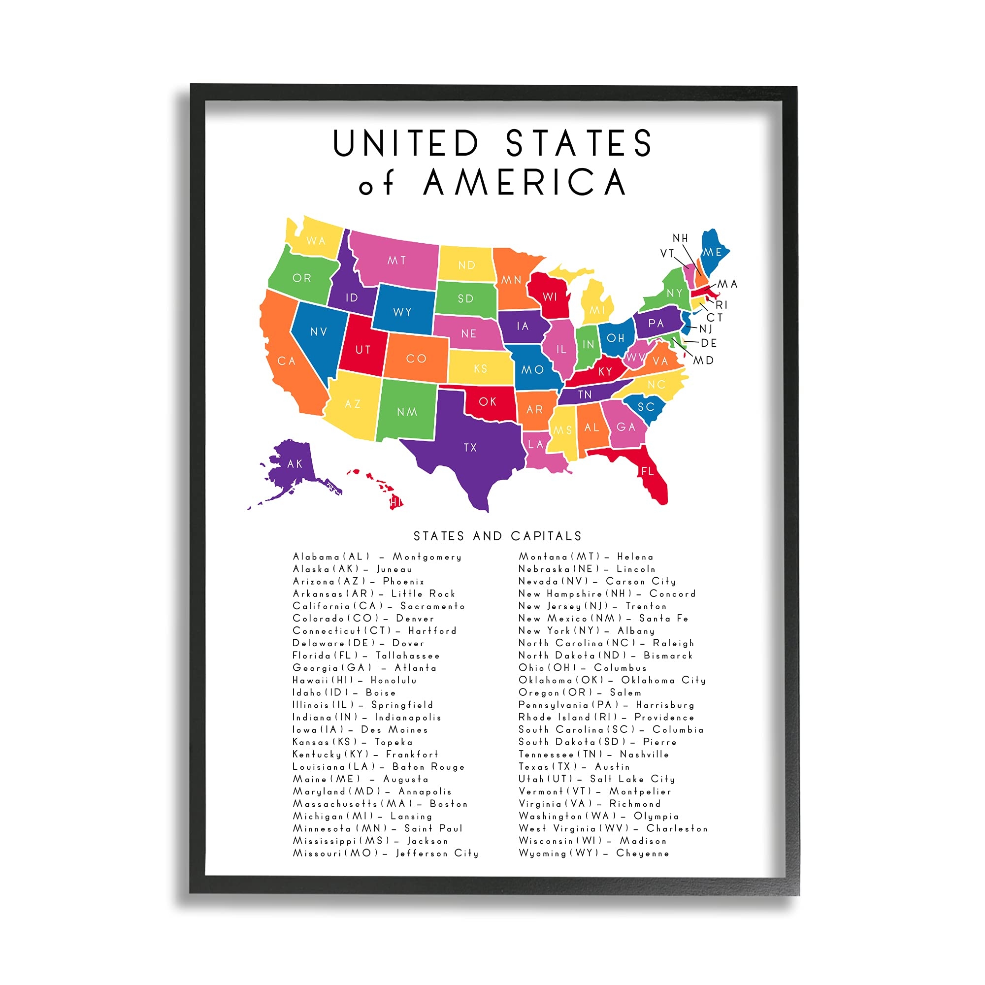 Amazon Stupell Industries USA Map State Abbreviations And Capitals Playful Tones Wall Art