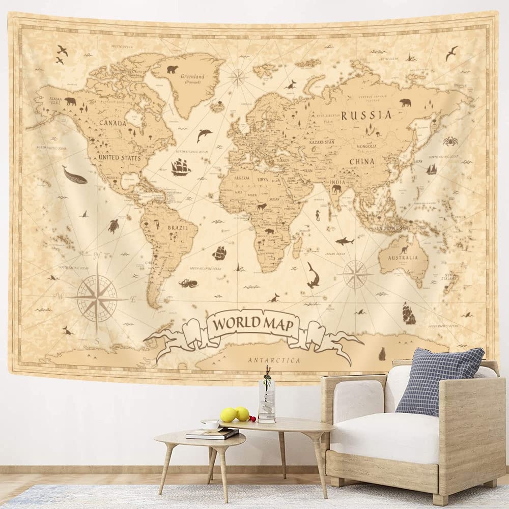 Amazon Vintage World Map Tapestry Wall Hanging For Students Kids Educational Map Of The World Wall Art Tapestries For School Classroom Tapestry For Boys Girls Bedroom Living Room Collage Dorm Home
