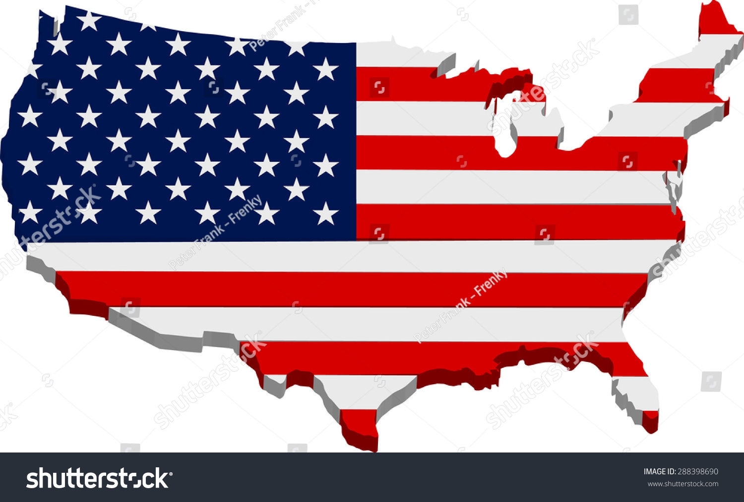 American Flag Map 3d Stock Vector Royalty Free 288398690 Shutterstock