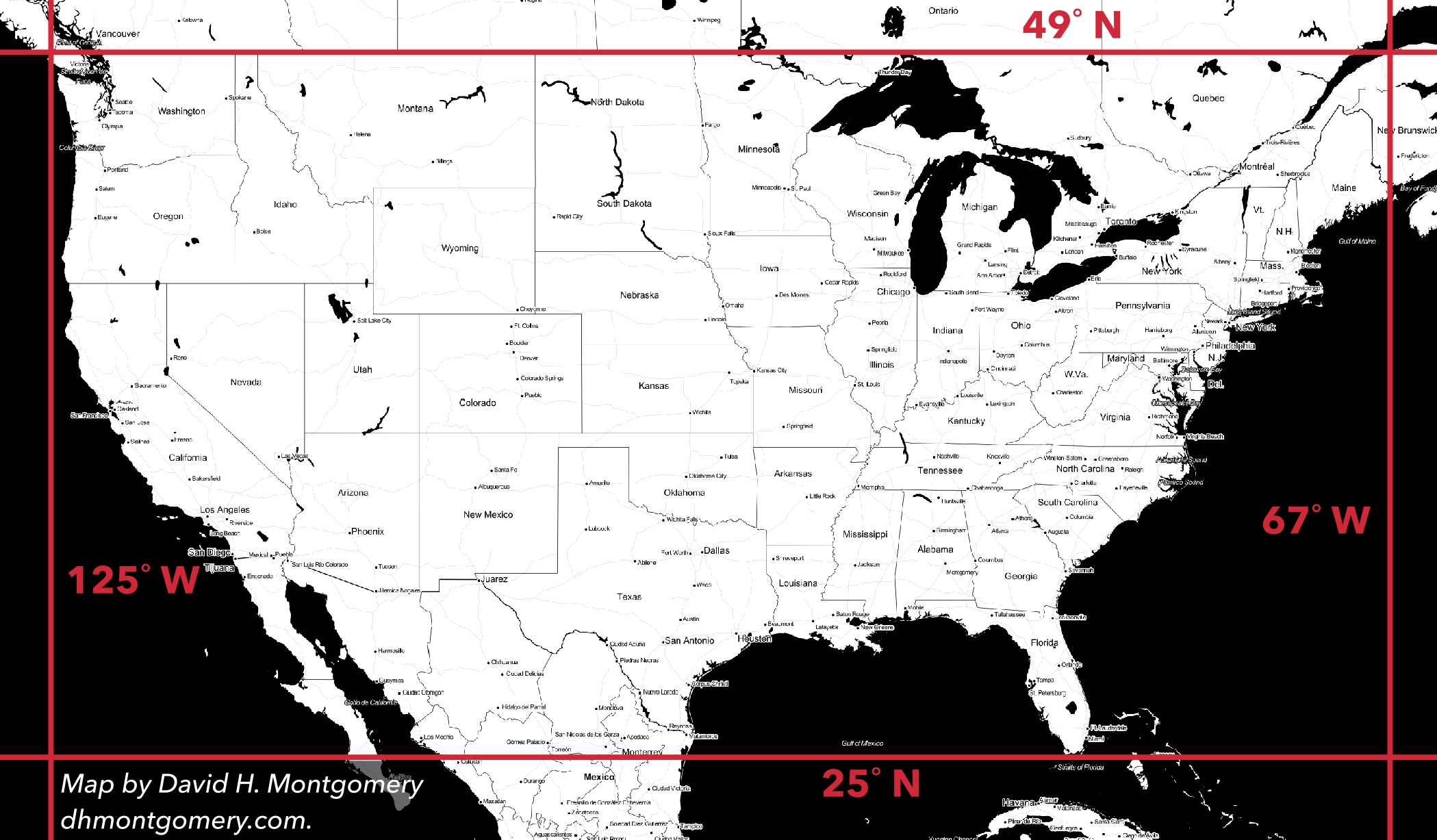 united states map with longitude and latitude