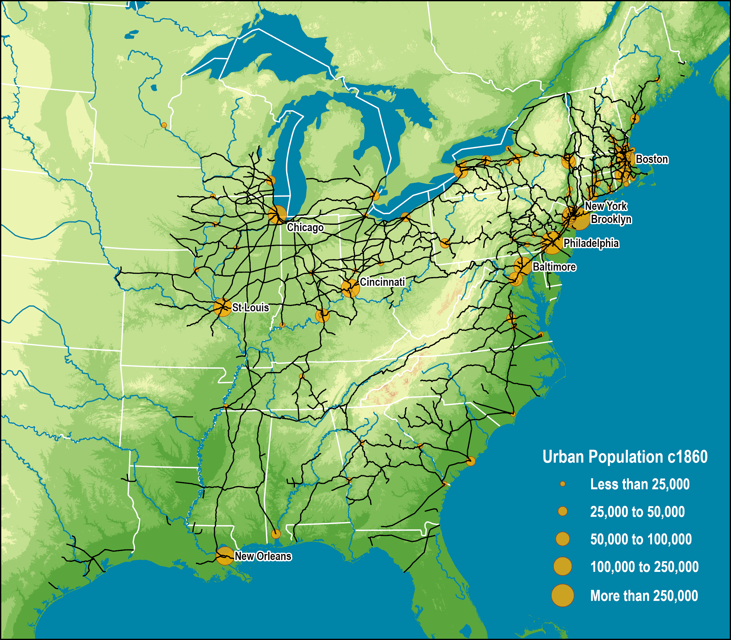 American Rail Network 1861 The Geography Of Transport Systems