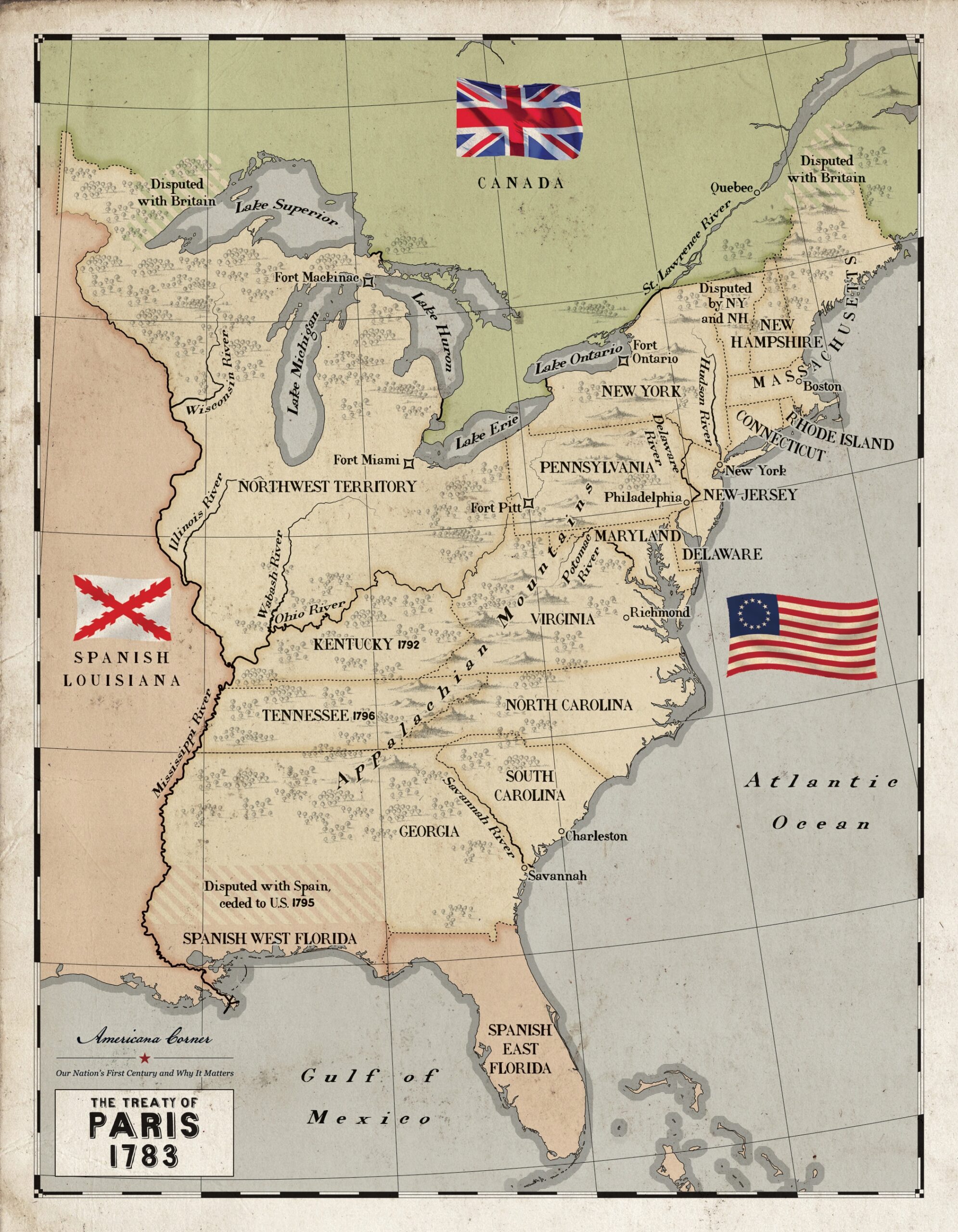 American Revolution Maps The Treaty Of Paris 1783 Americana Corner