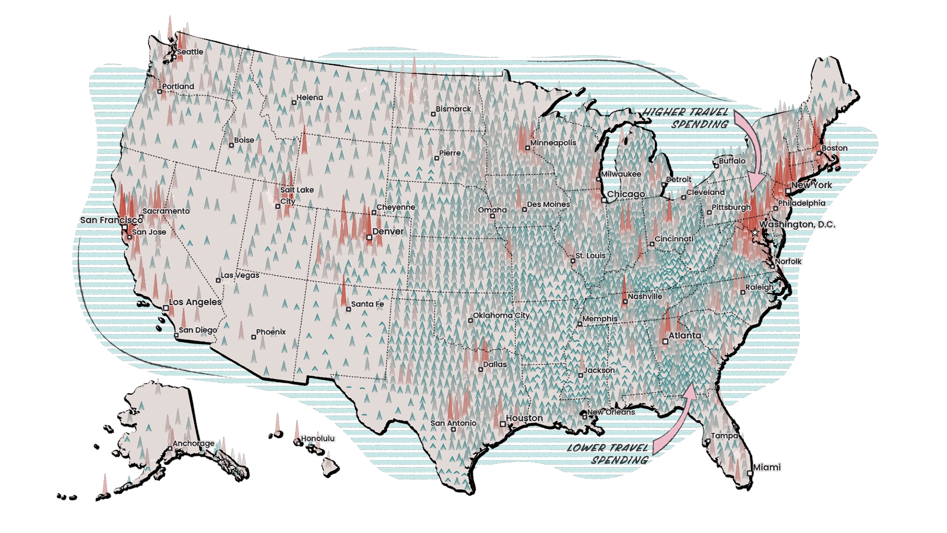 American Travel Map Shows Spending And Preferences On Travel