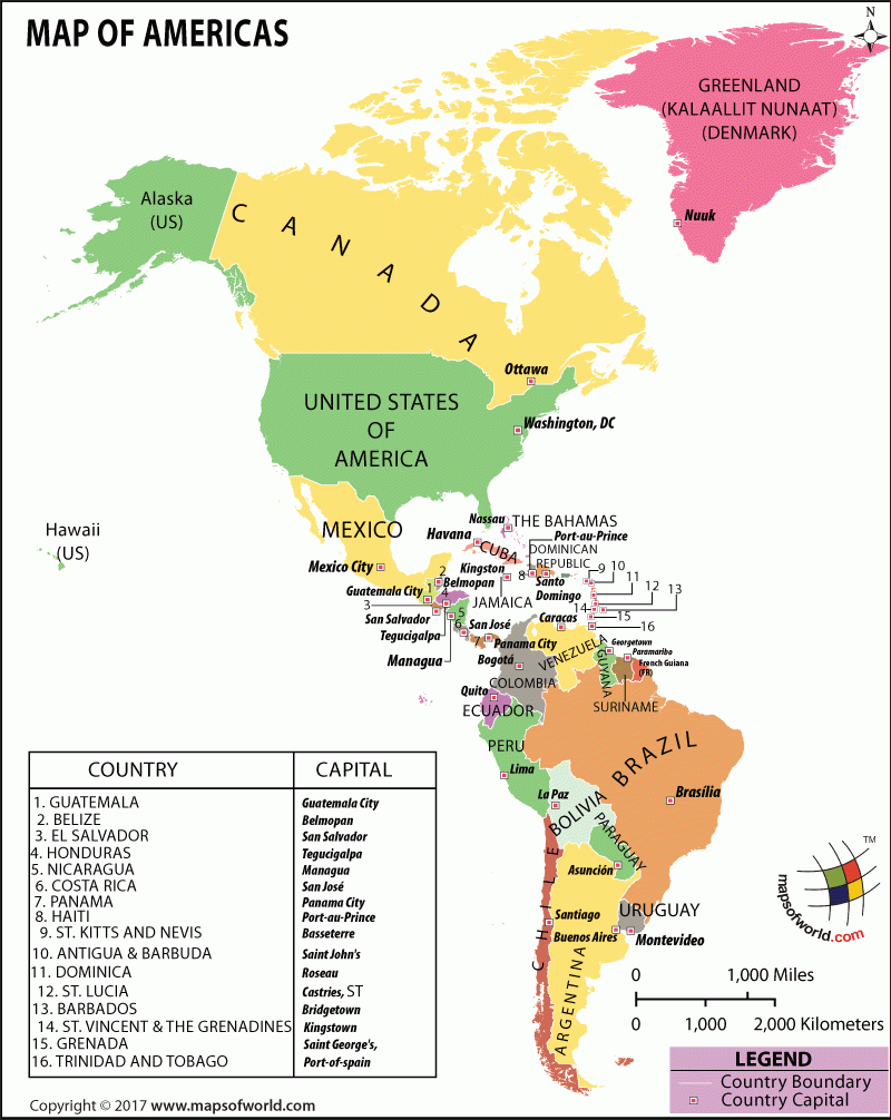 Americas Map North And South America Geography