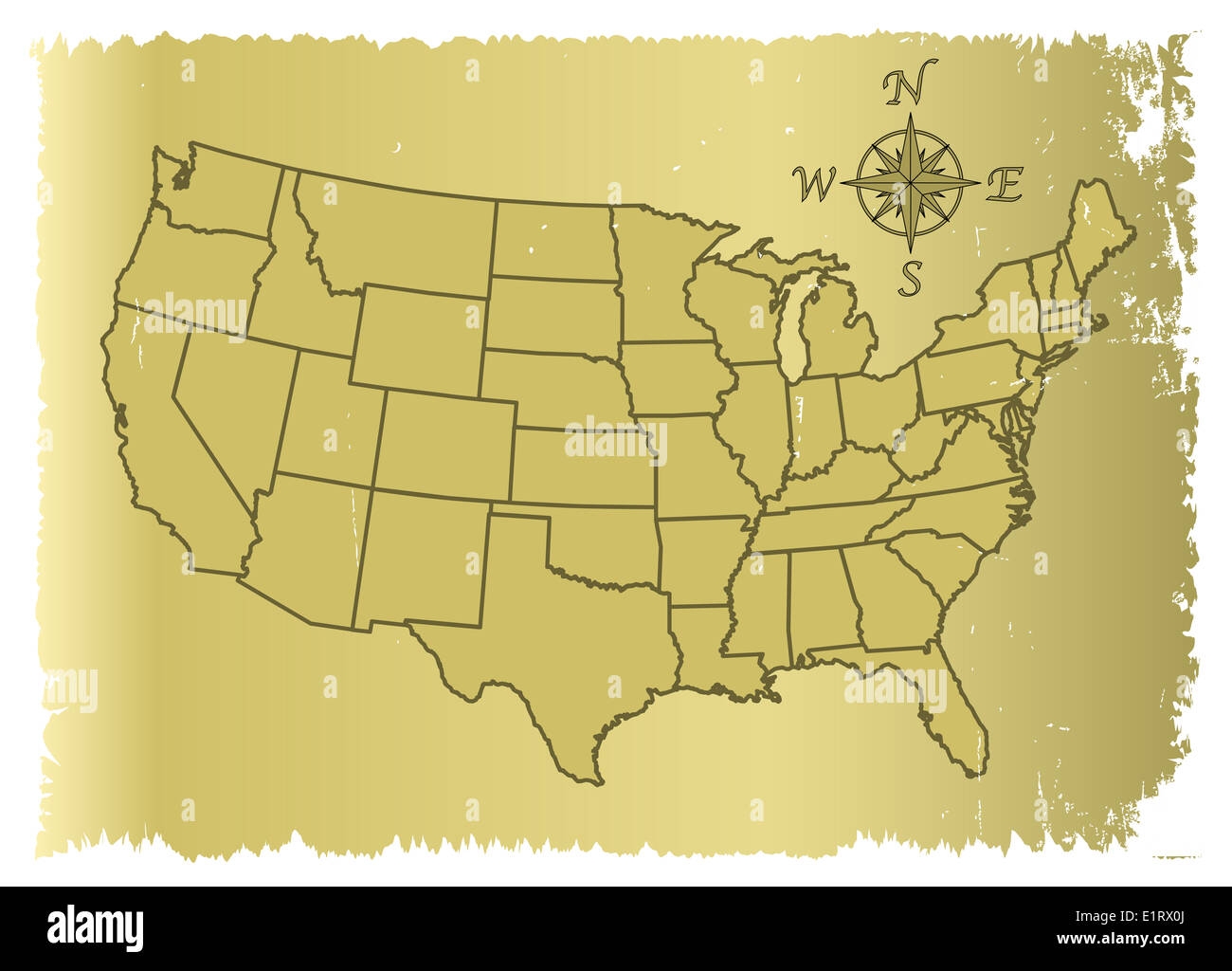 An Outline Map Of The United States Of America In Grunge Worn Style With Compass Stock Photo Alamy