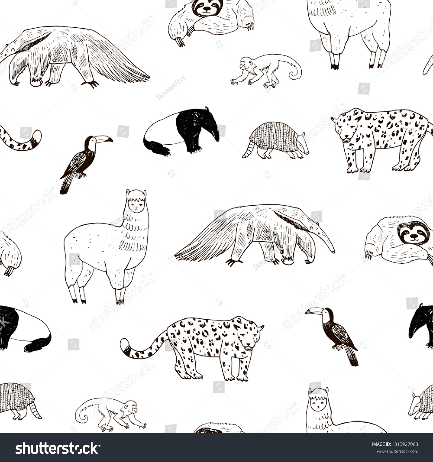 Animals South America Seamless Pattern Stock Illustration 1315927088 Shutterstock