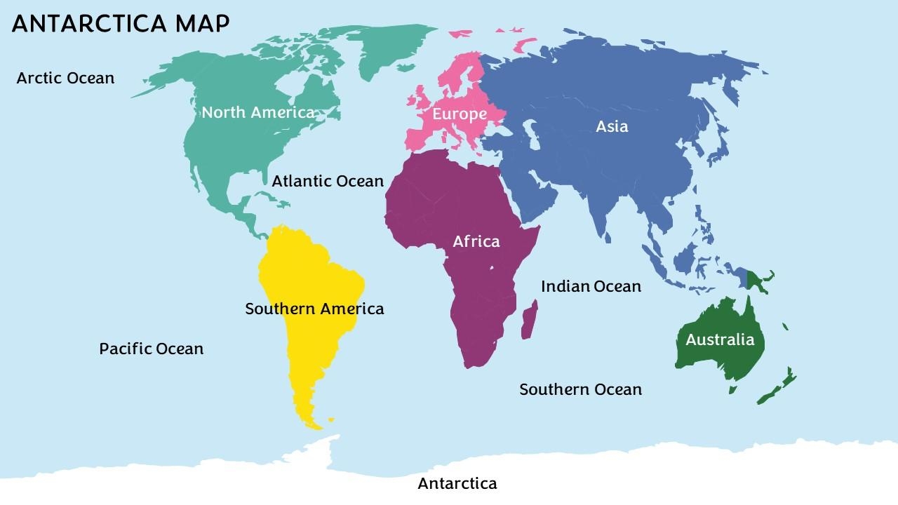 antarctica map in world map