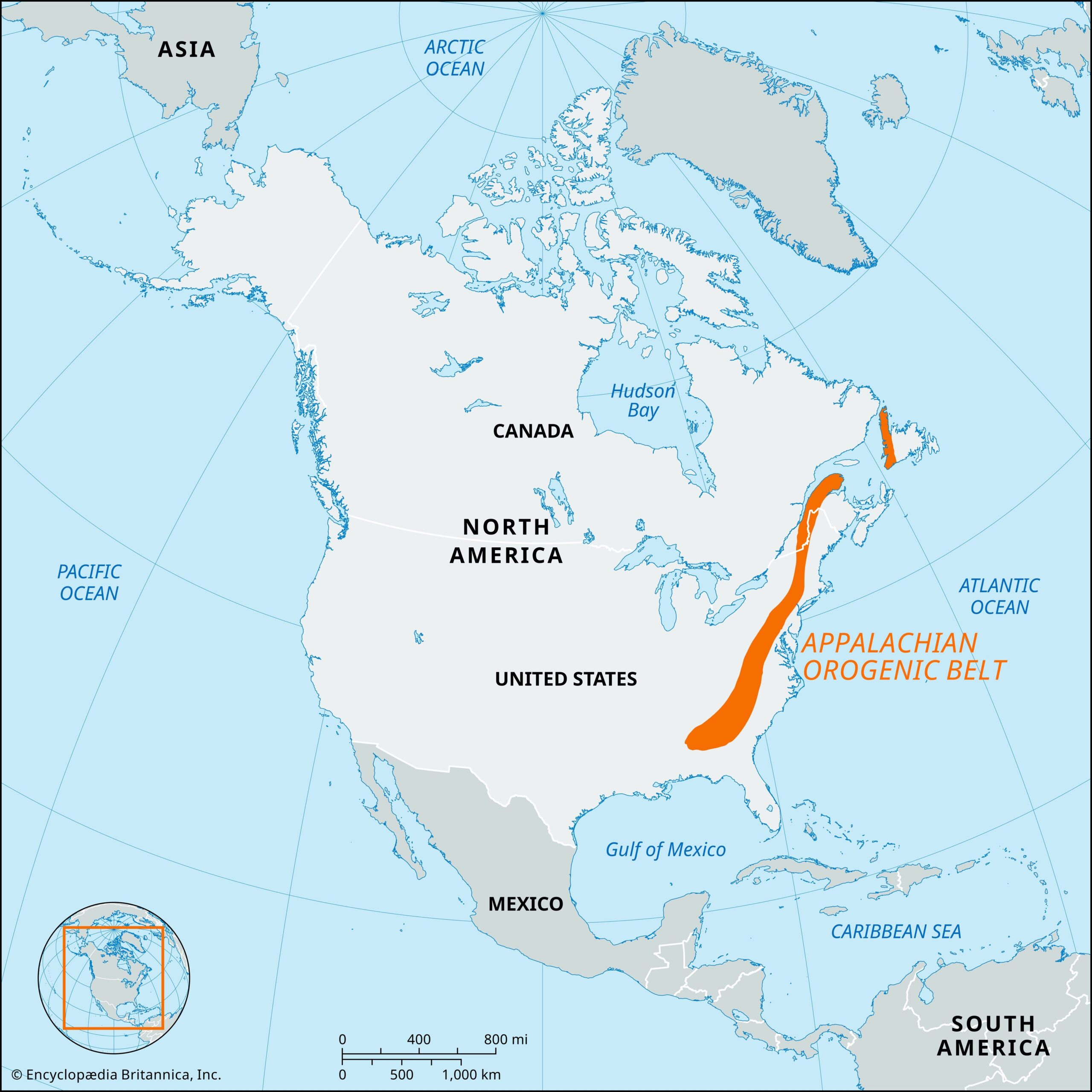 Appalachian Orogenic Belt North America Mountains Natural History Map Facts Britannica