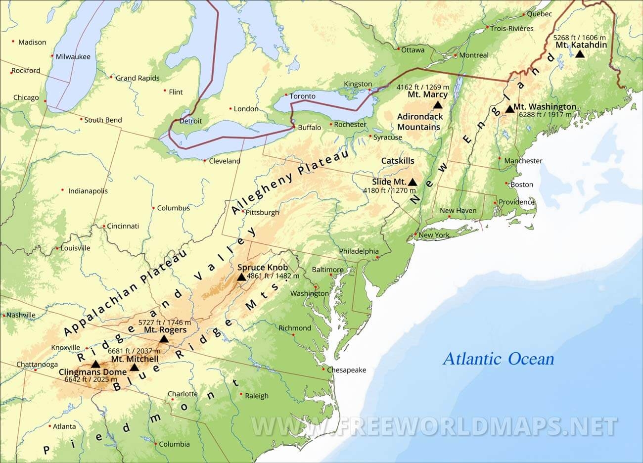 appalachian mountains on the united states map