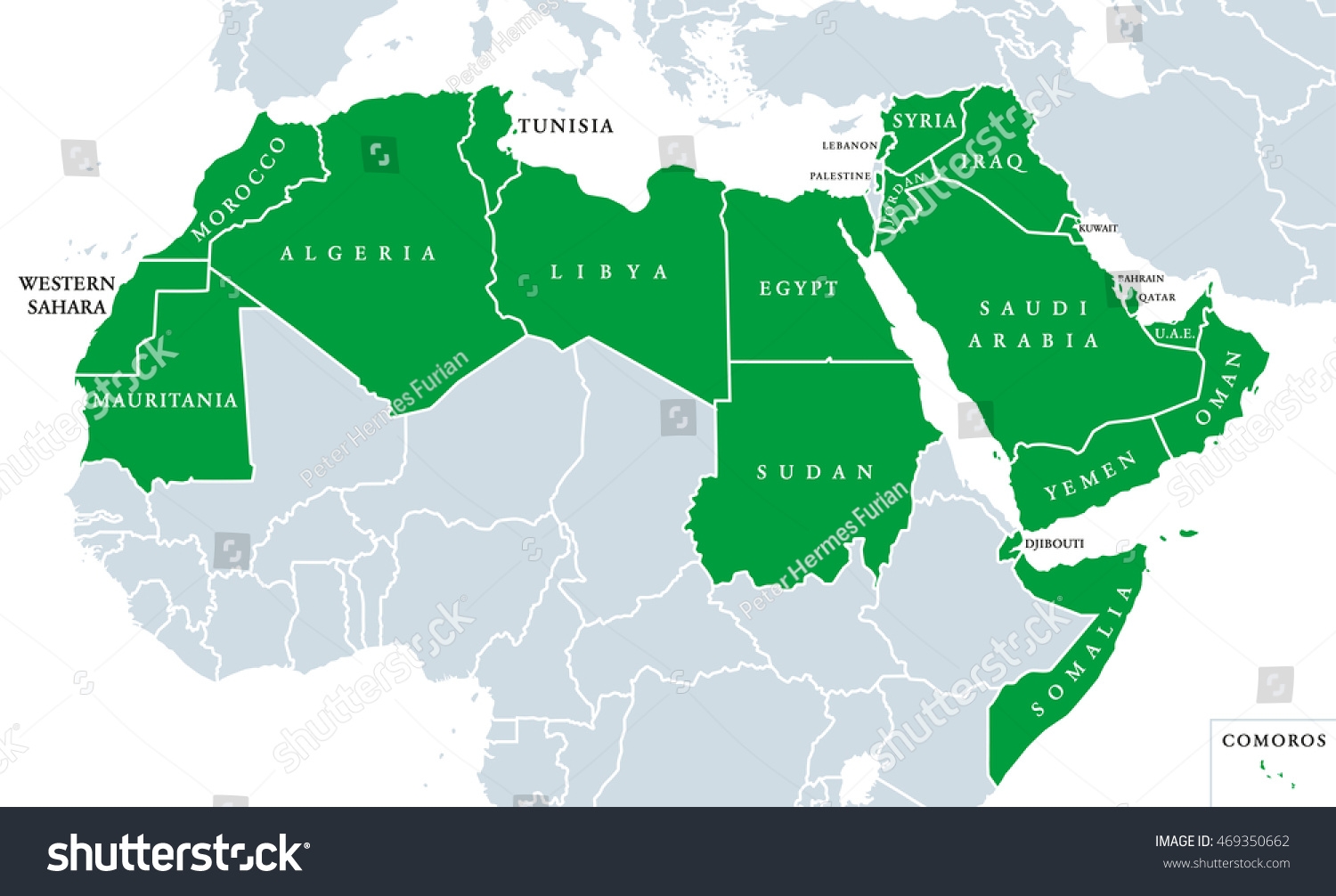 Arab World Political Map Called Arab Stock Vector Royalty Free 469350662 Shutterstock