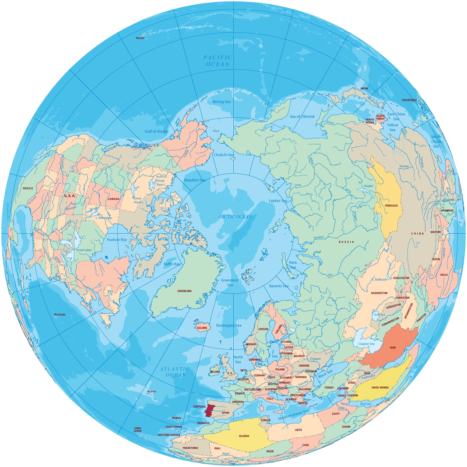 Arctic Map And Globe North Pole