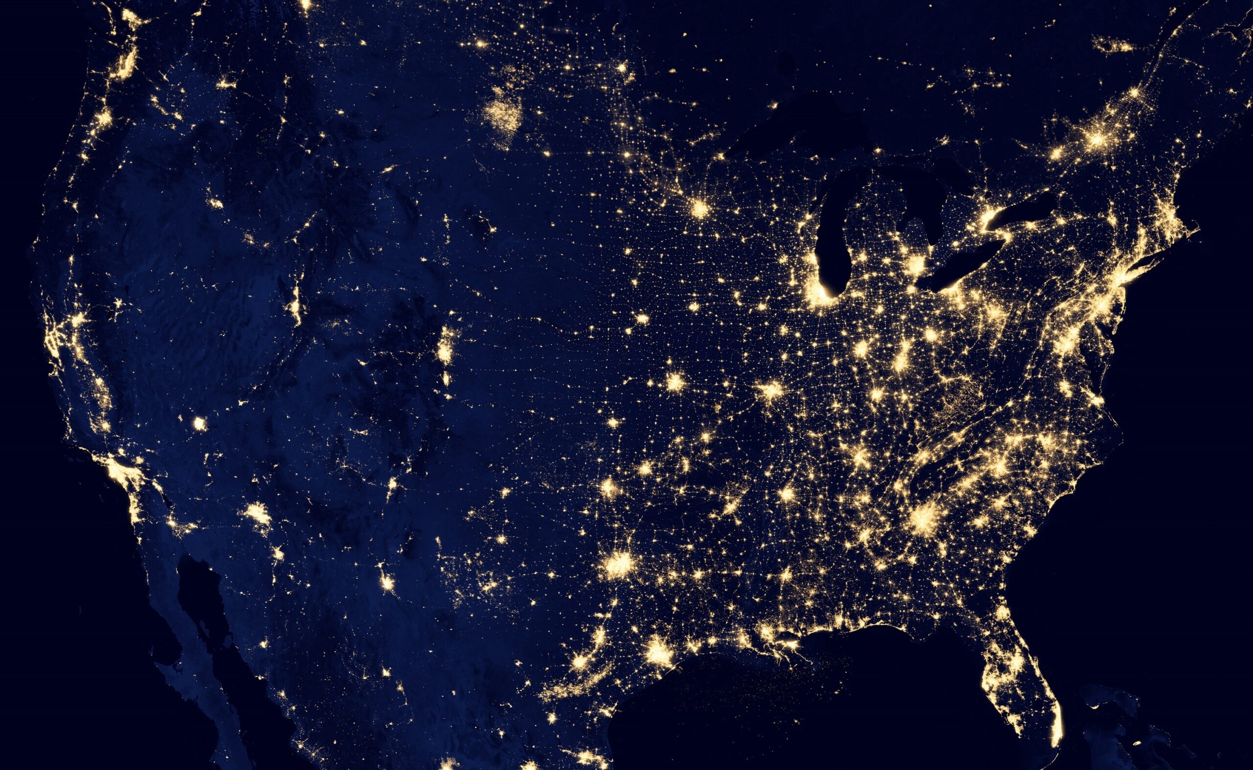Artificial Light Map Of United States By NASA Earth Observatory jpg FWS gov