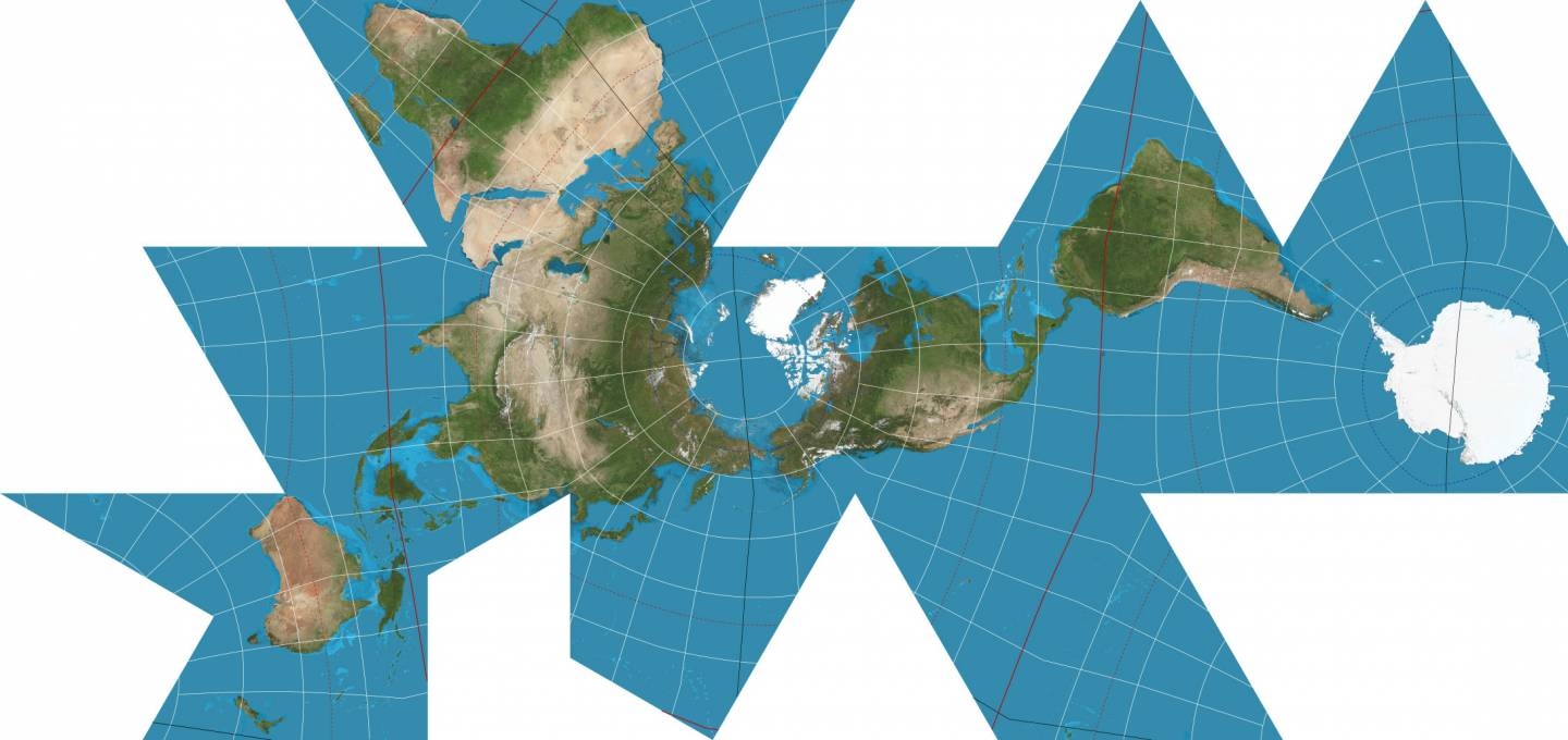 world map flattened