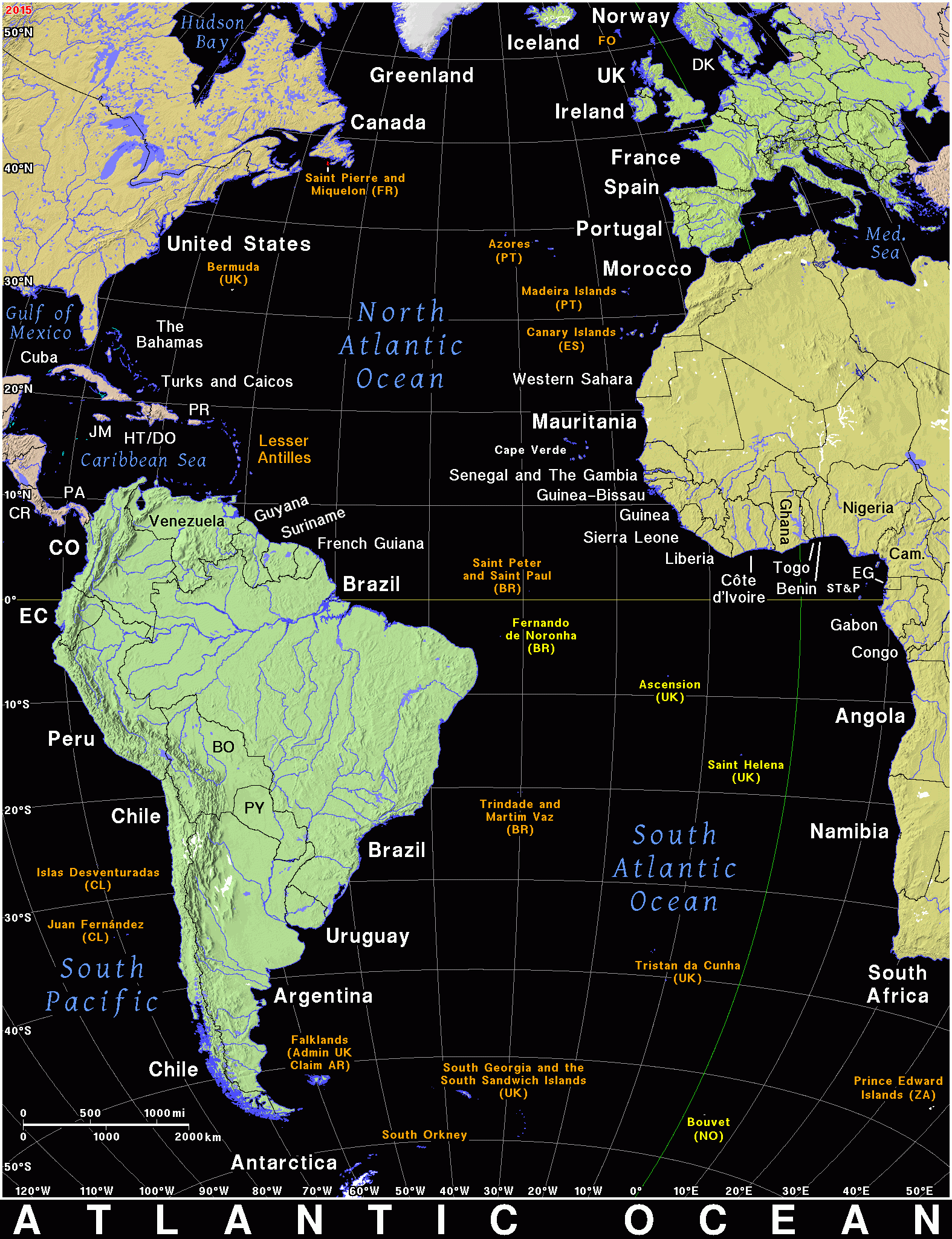 map of the world atlantic ocean