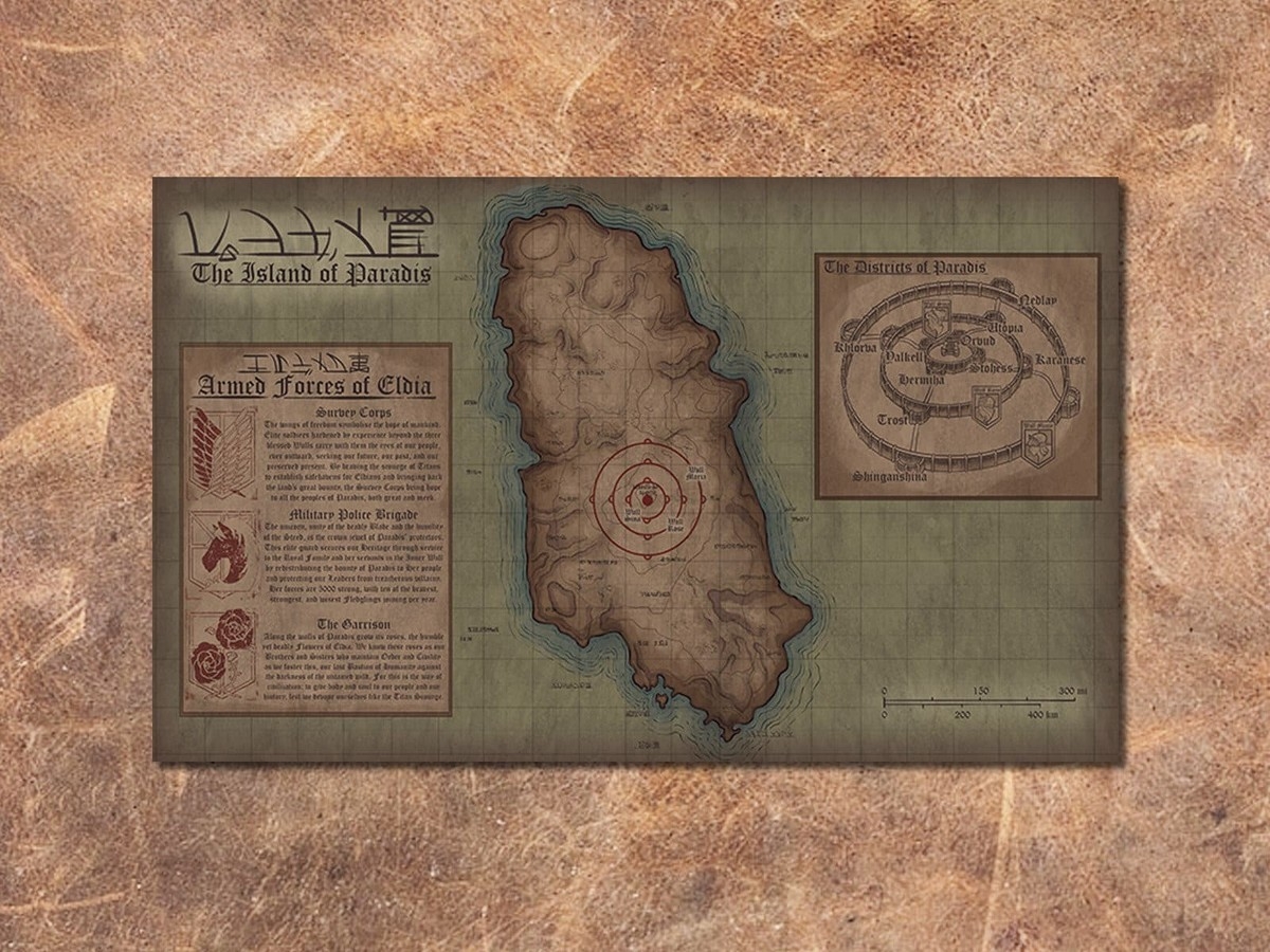 Attack On Titan Island Of Paradis And Marley Empire Cloth Maps EBay