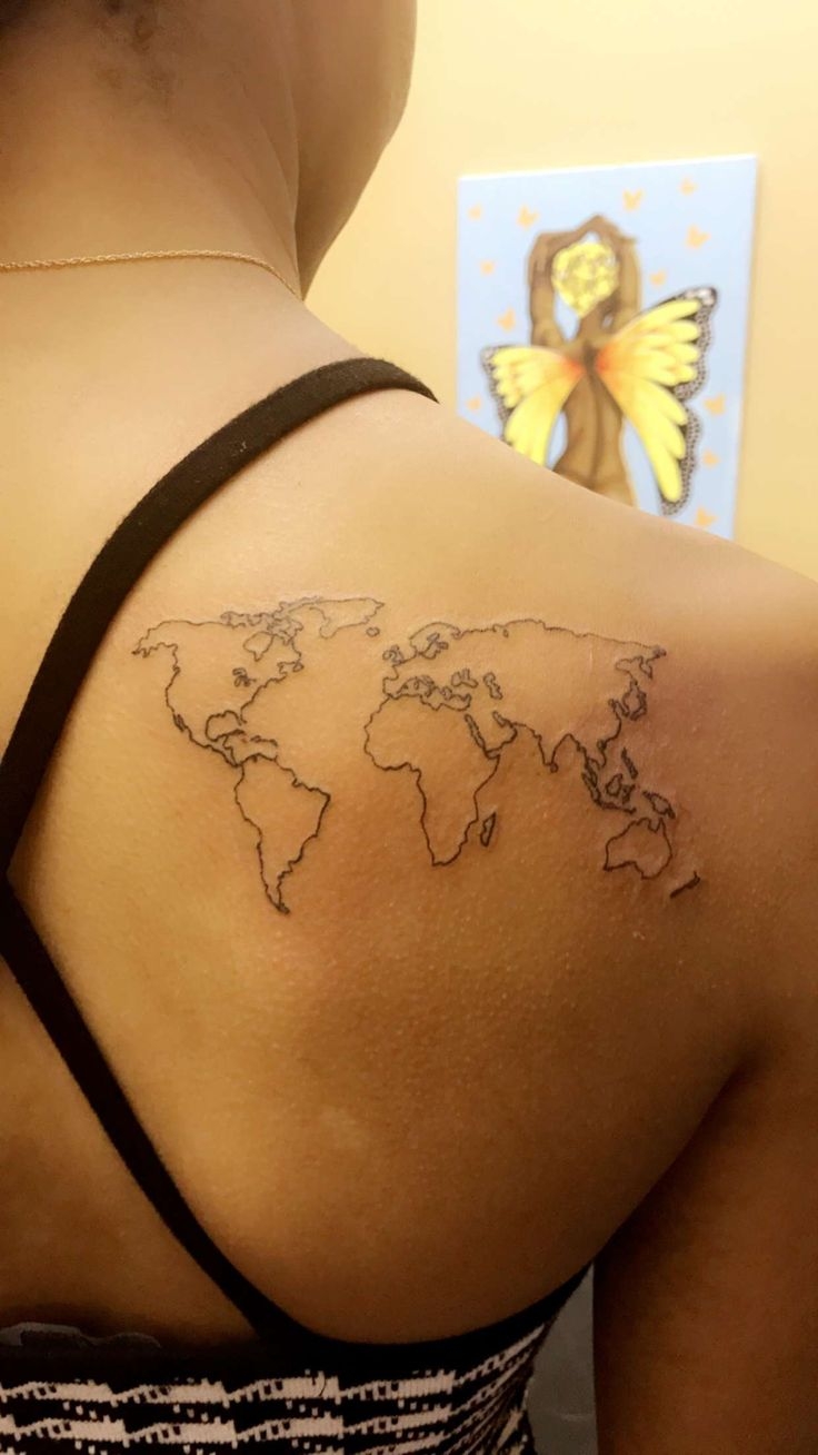 Back Shoulder Tattoo Flat Map Tattoo