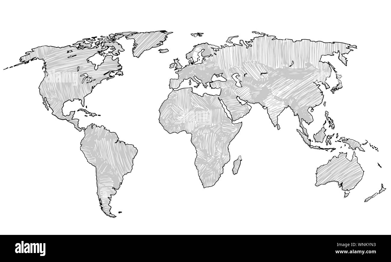 Best Doodle World Map For Your Design Hand Drawn Freehand Editable Sketch Planet Earth Simple Graphic Style Vector Line Illustration EPS 10 Stock Vector Image Art Alamy