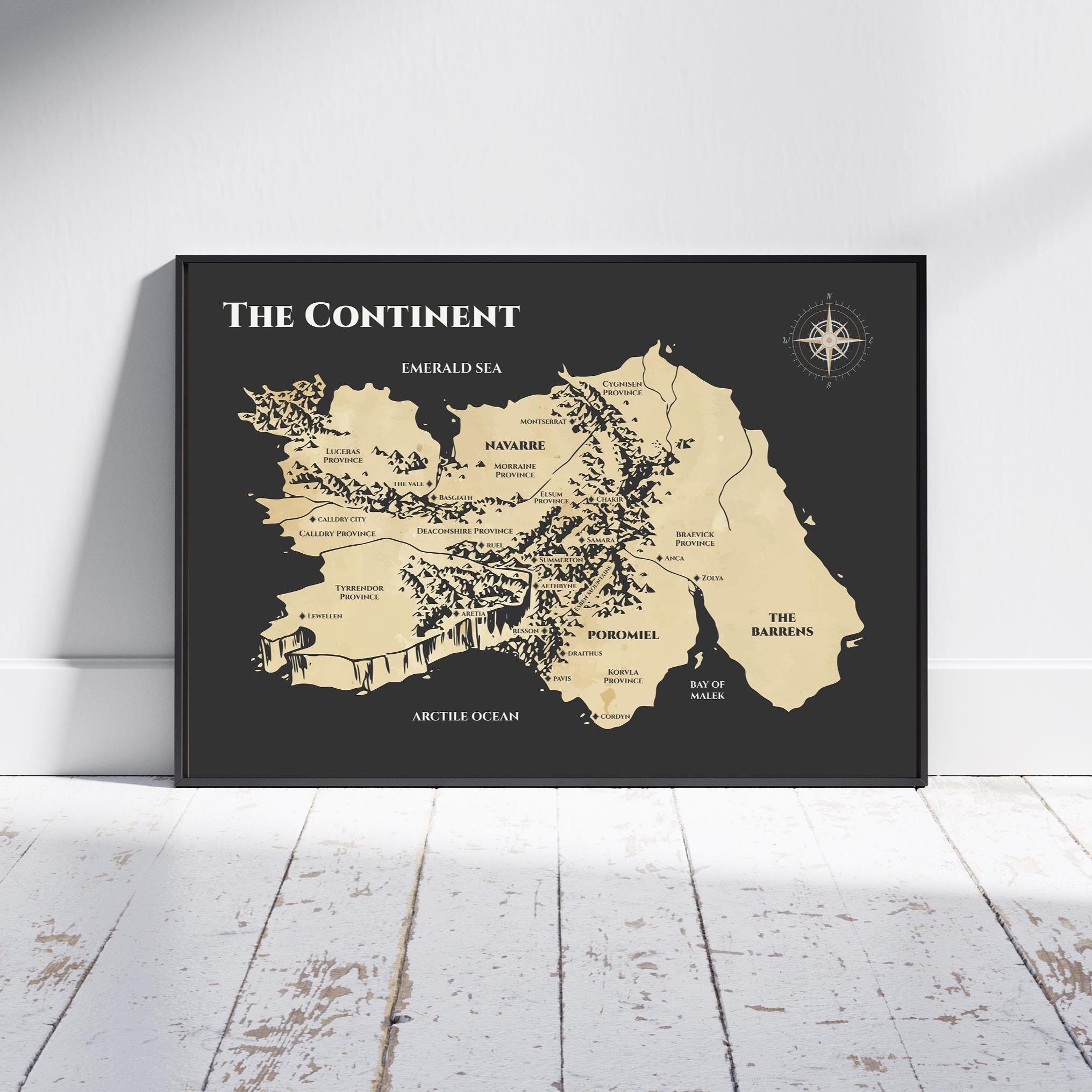Black Fourth Wing Map The Continent Empyrean Series Fantasy World Poster Etsy