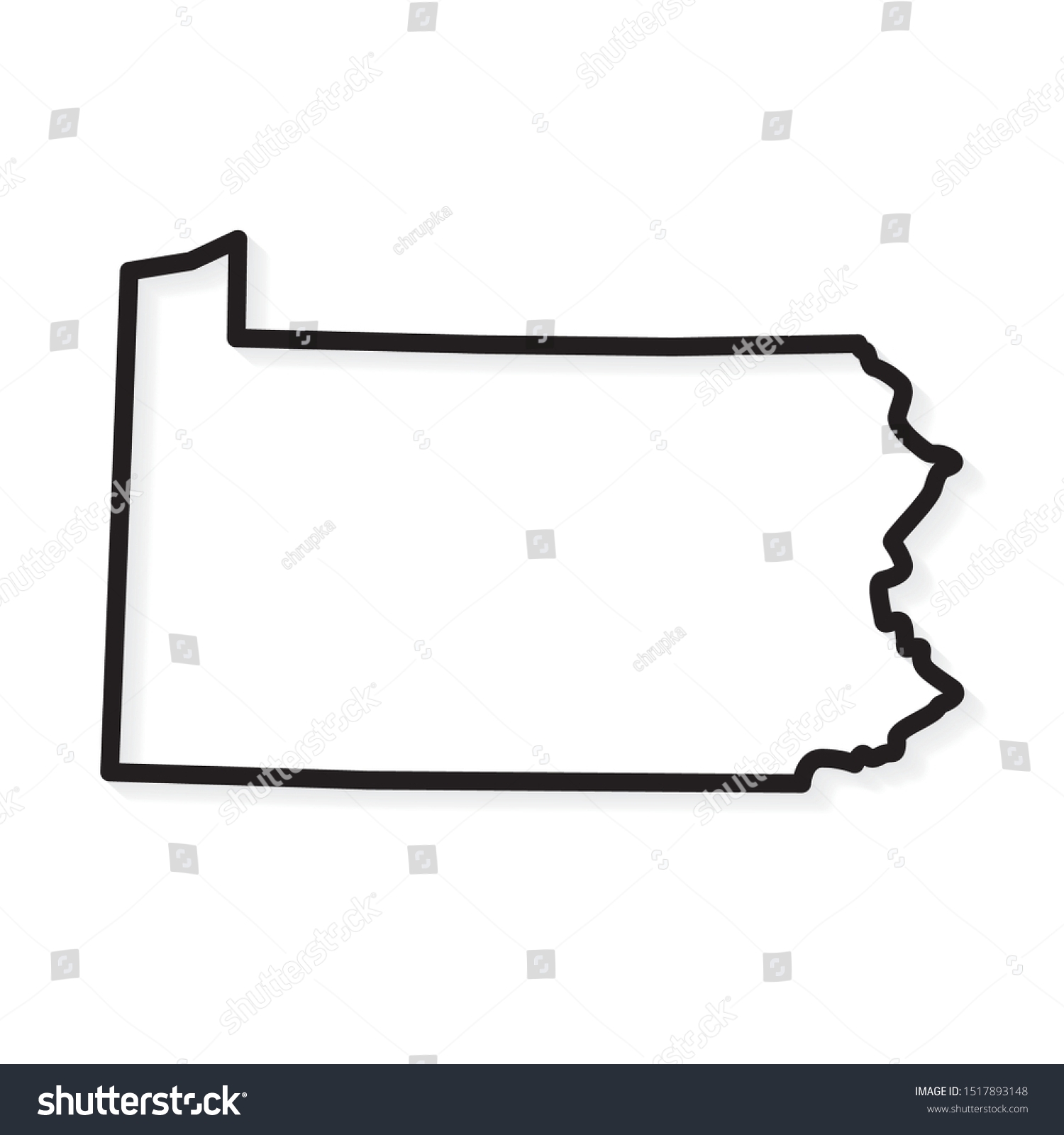 Black Outline Pennsylvania Map Vector Illustration Stock Vector Royalty Free 1517893148 Shutterstock