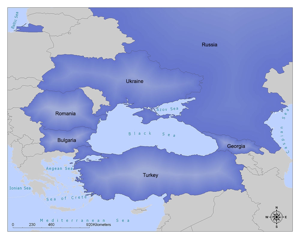 world map with black sea