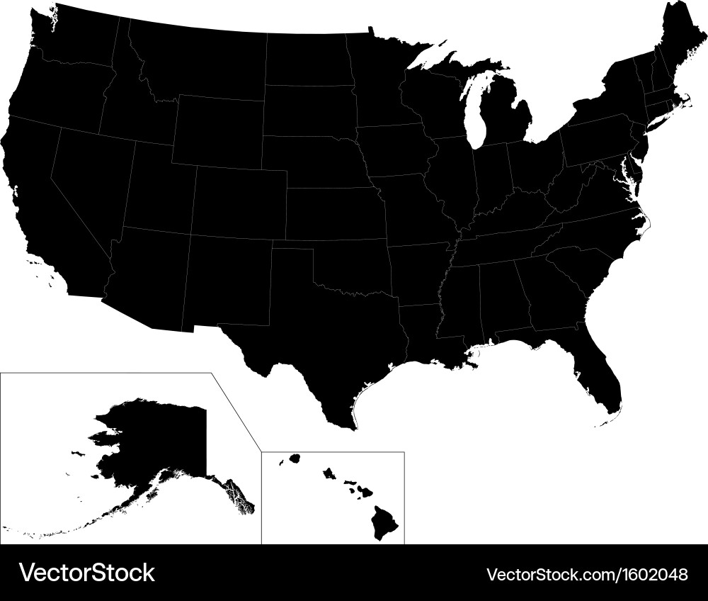 Black USA States Map Royalty Free Vector VectorStock