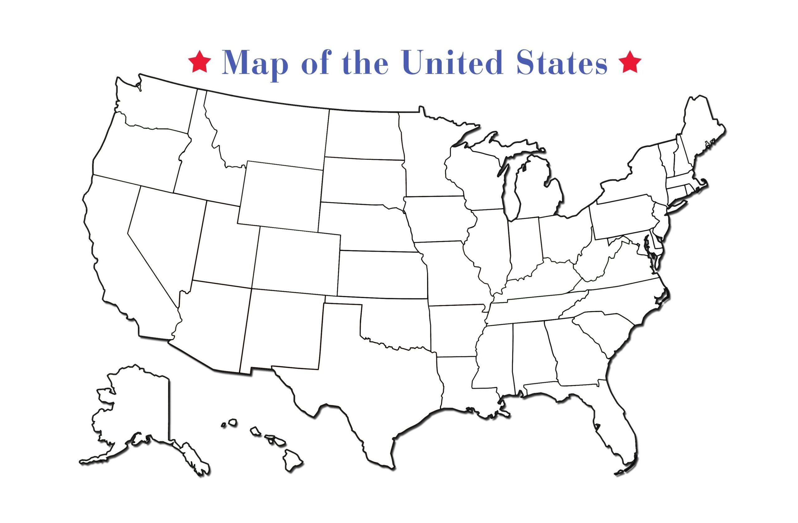 Blank 50 United States Outline Map Poster Laminated Blank Wall Map For Educators Classroom Or Home Study dry Erase Marker Large 22x34 Etsy