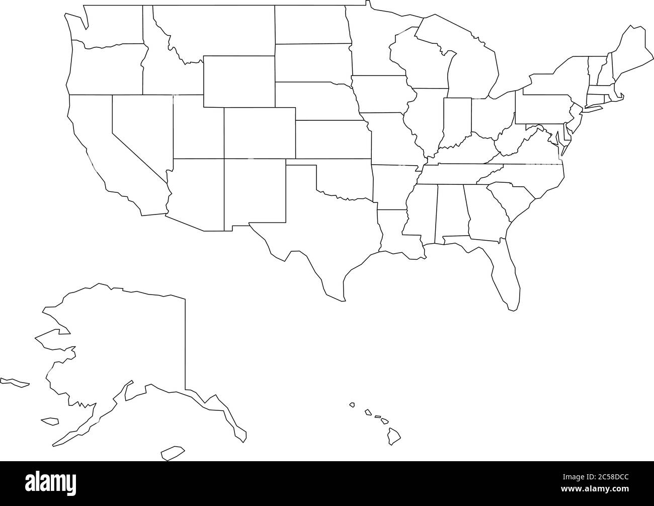 united states of america blank map