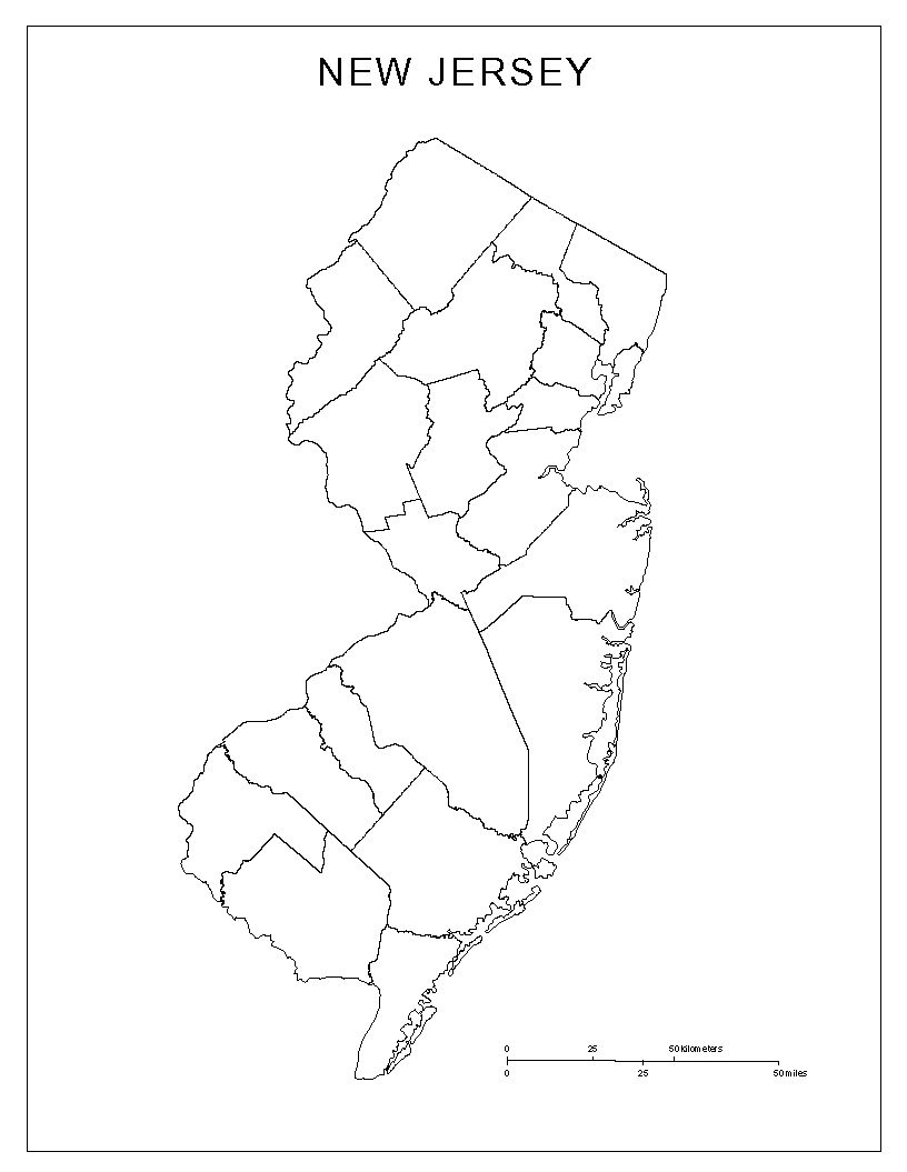 Blank County Map Of New Jersey