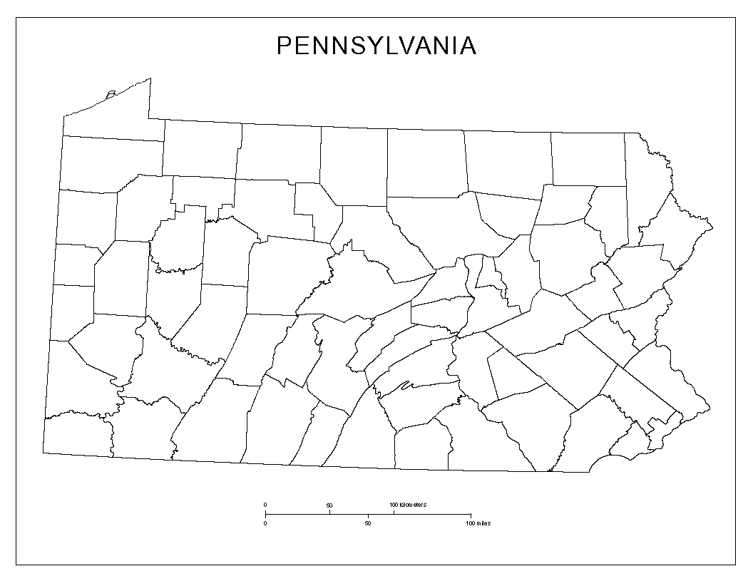 Blank County Map Of Pennsylvania