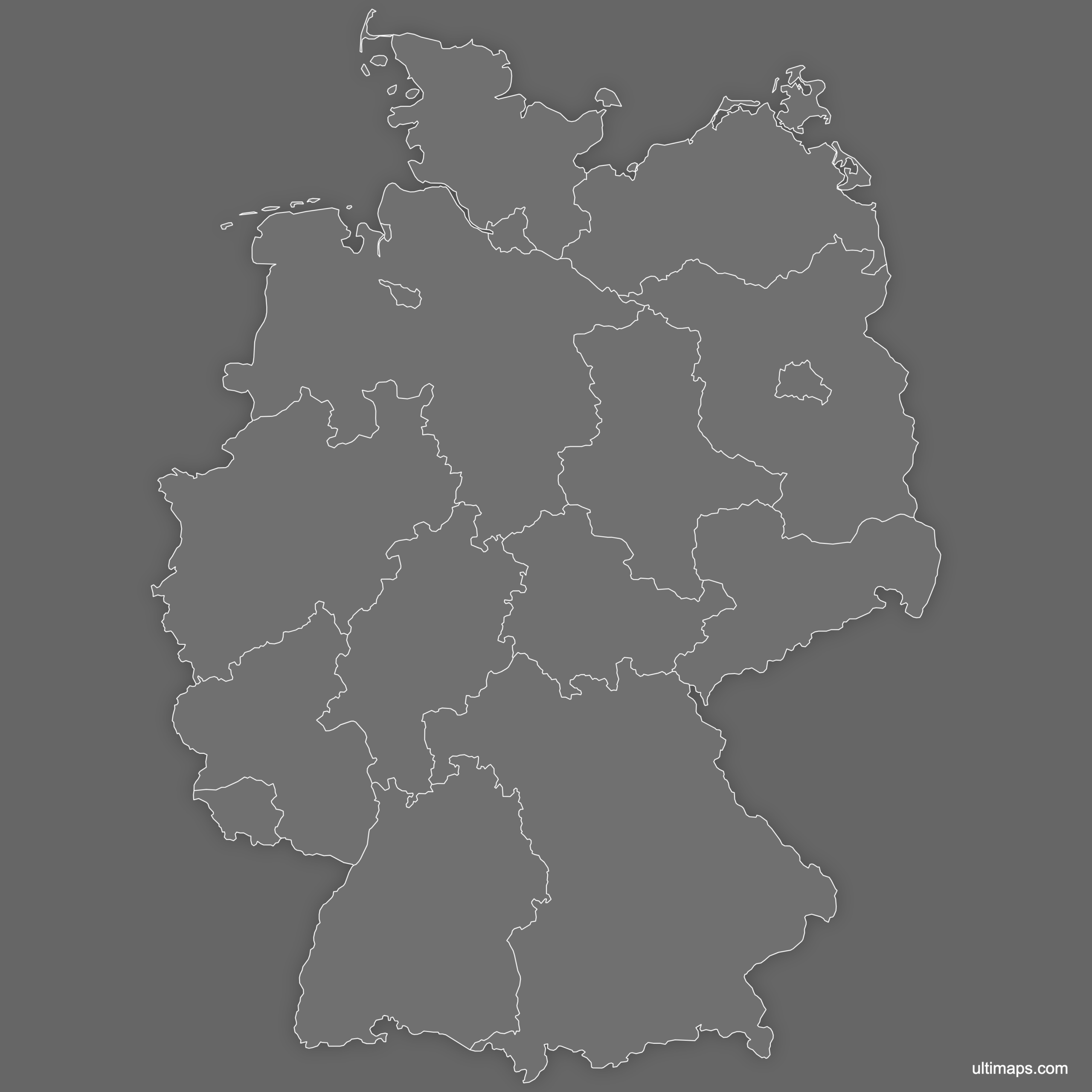 Blank Germany States Map Free Download Ultimaps