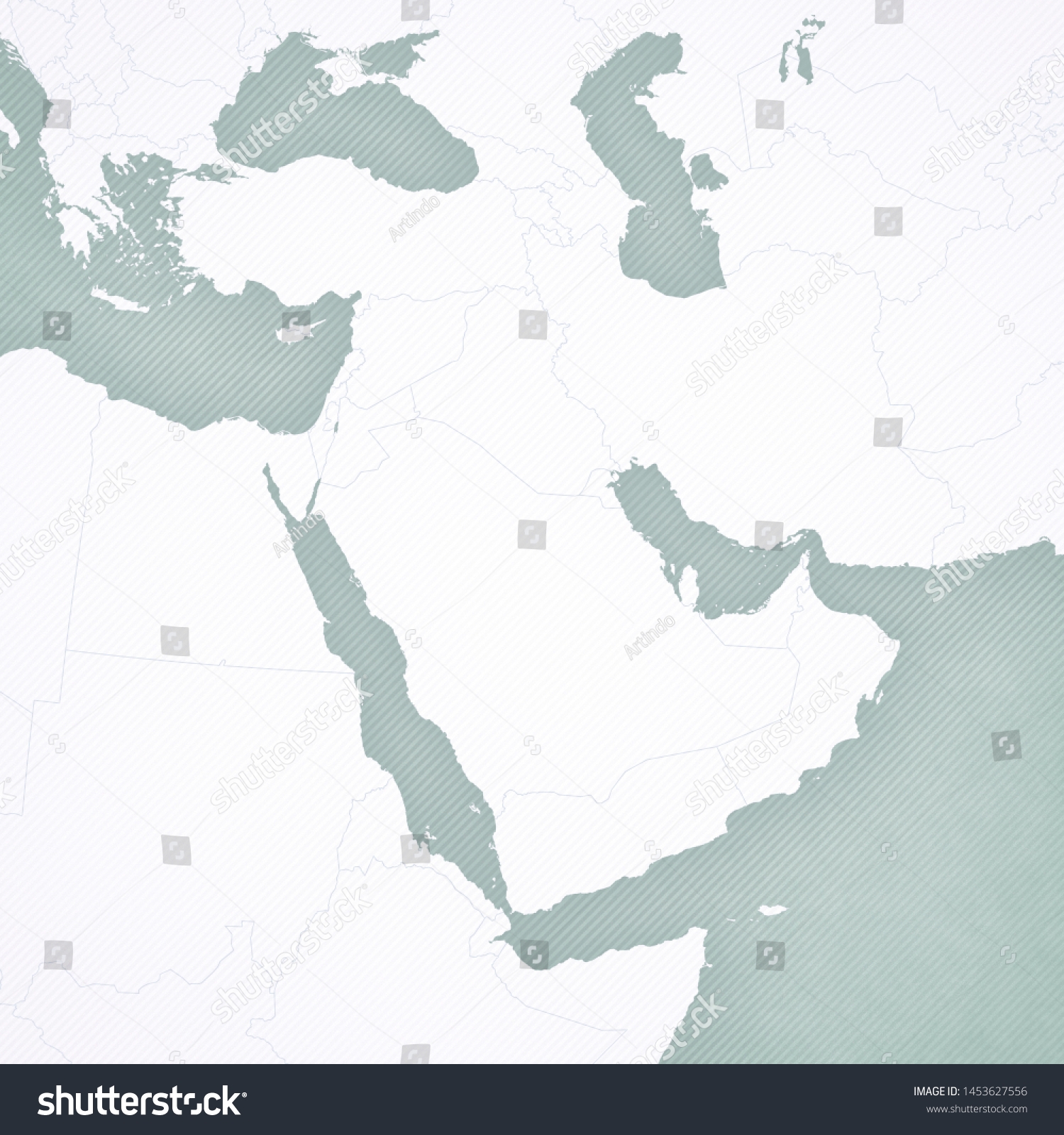 Blank Map Middle East Western Asia Stock Illustration 1453627556 Shutterstock