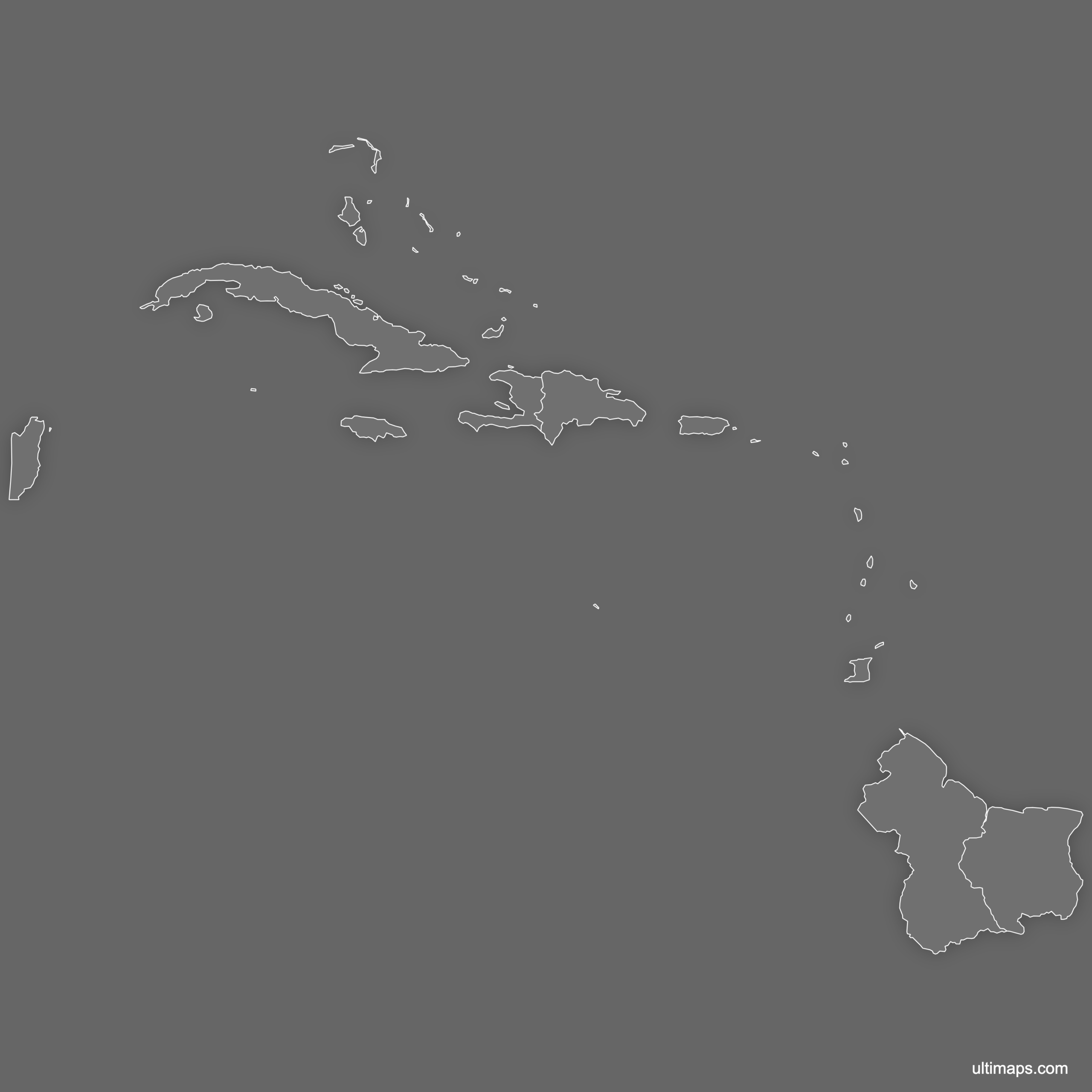 blank map of caribbean islands
