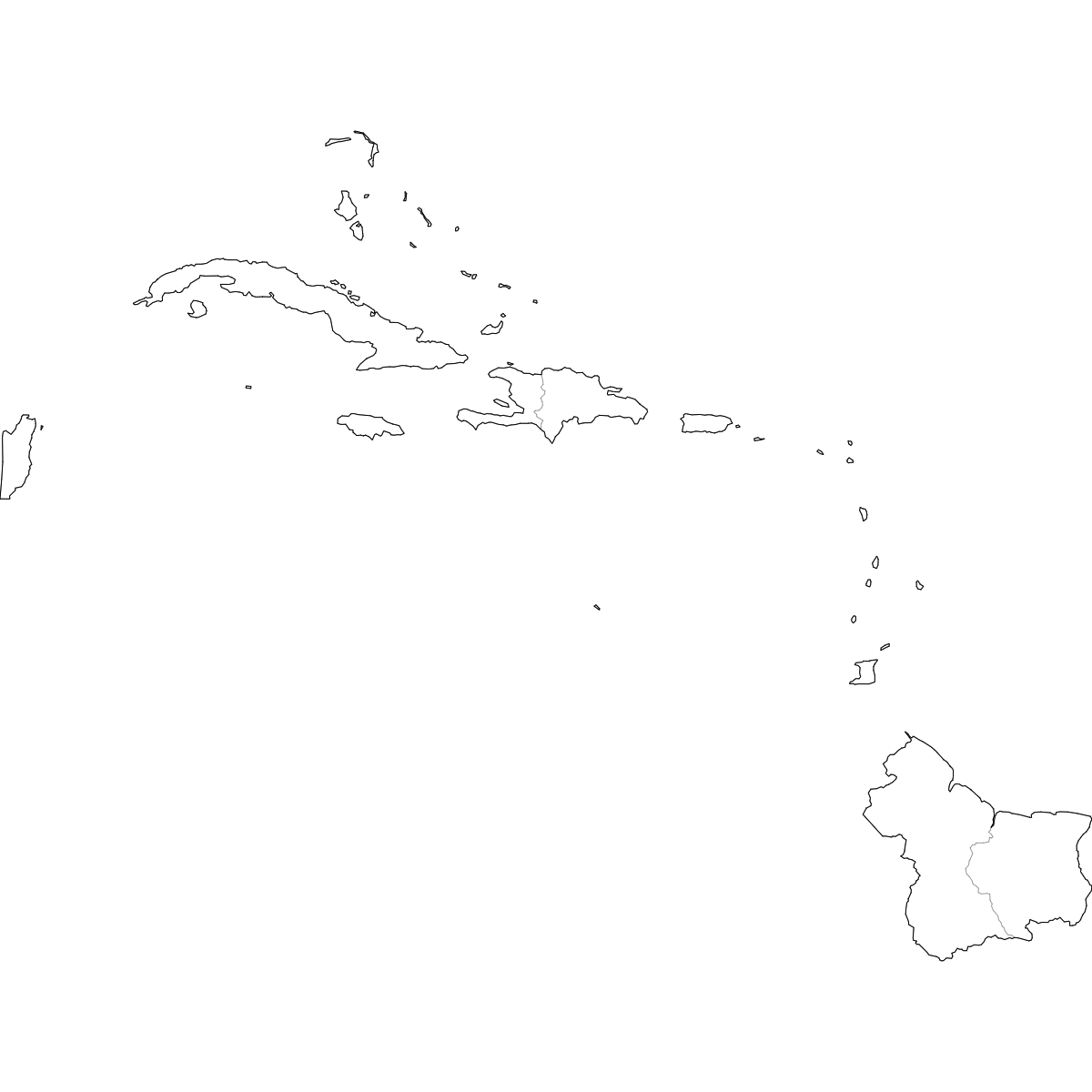 blank map caribbean islands