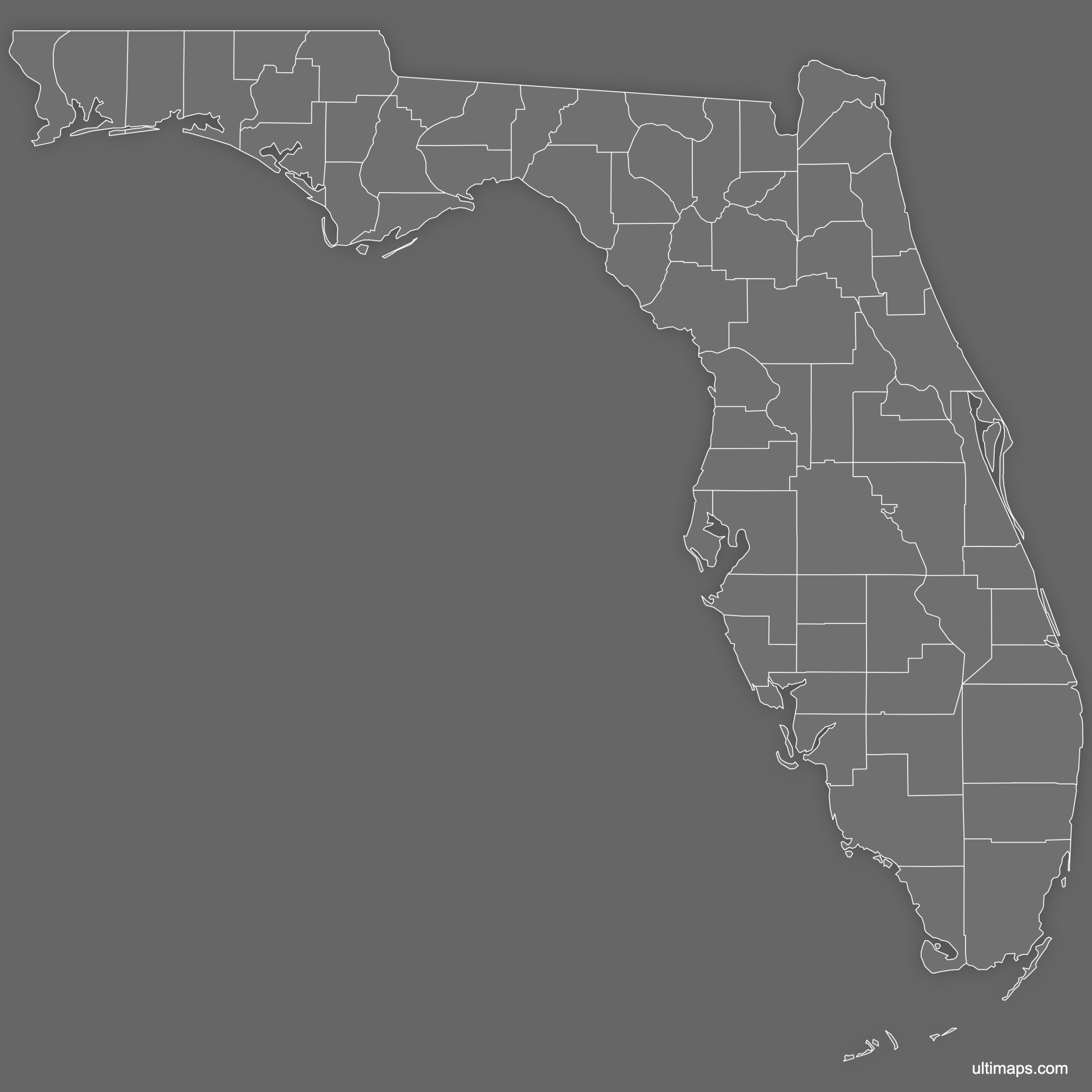 Blank Map Of Florida Counties Free Download Ultimaps