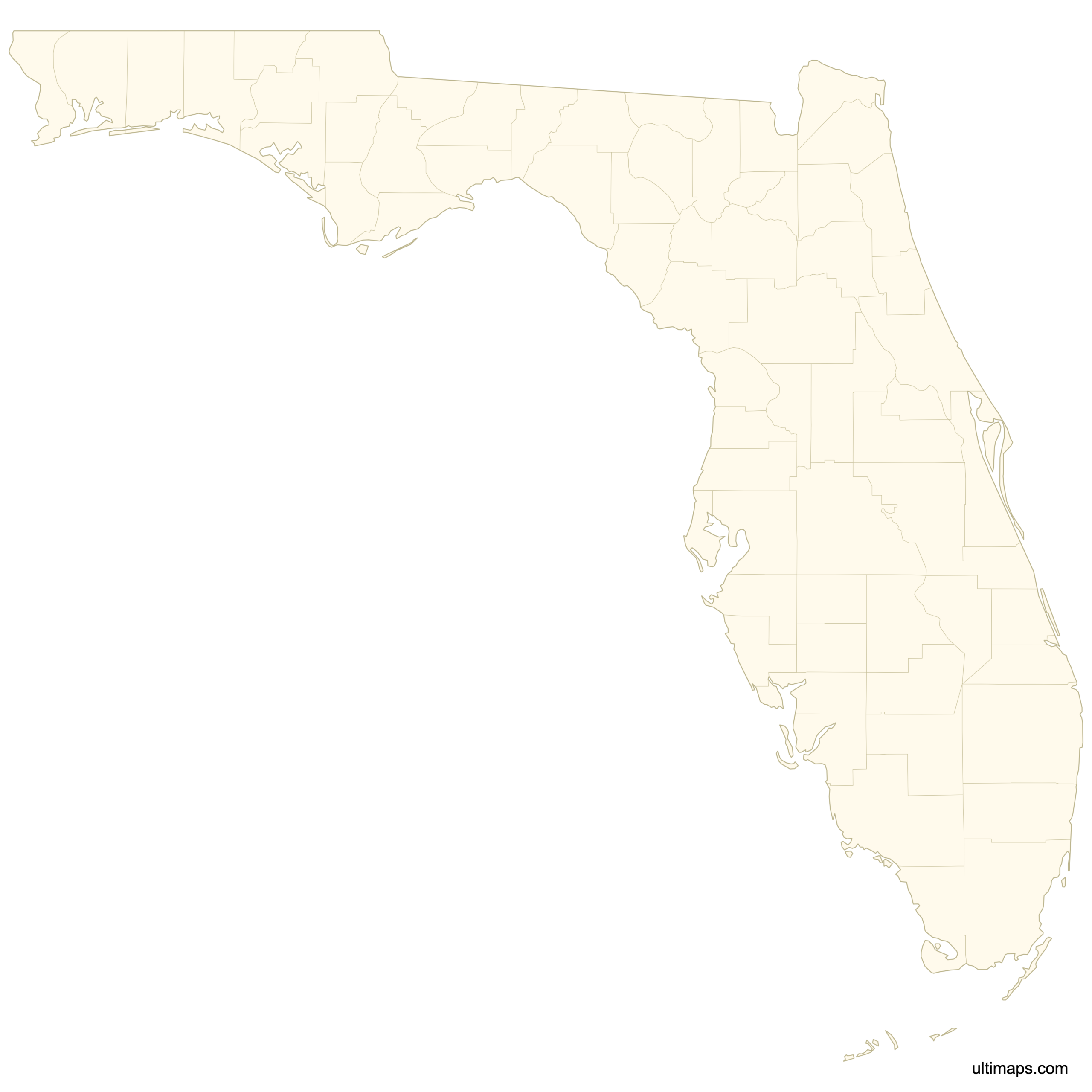 Blank Map Of Florida Counties Free Download Ultimaps