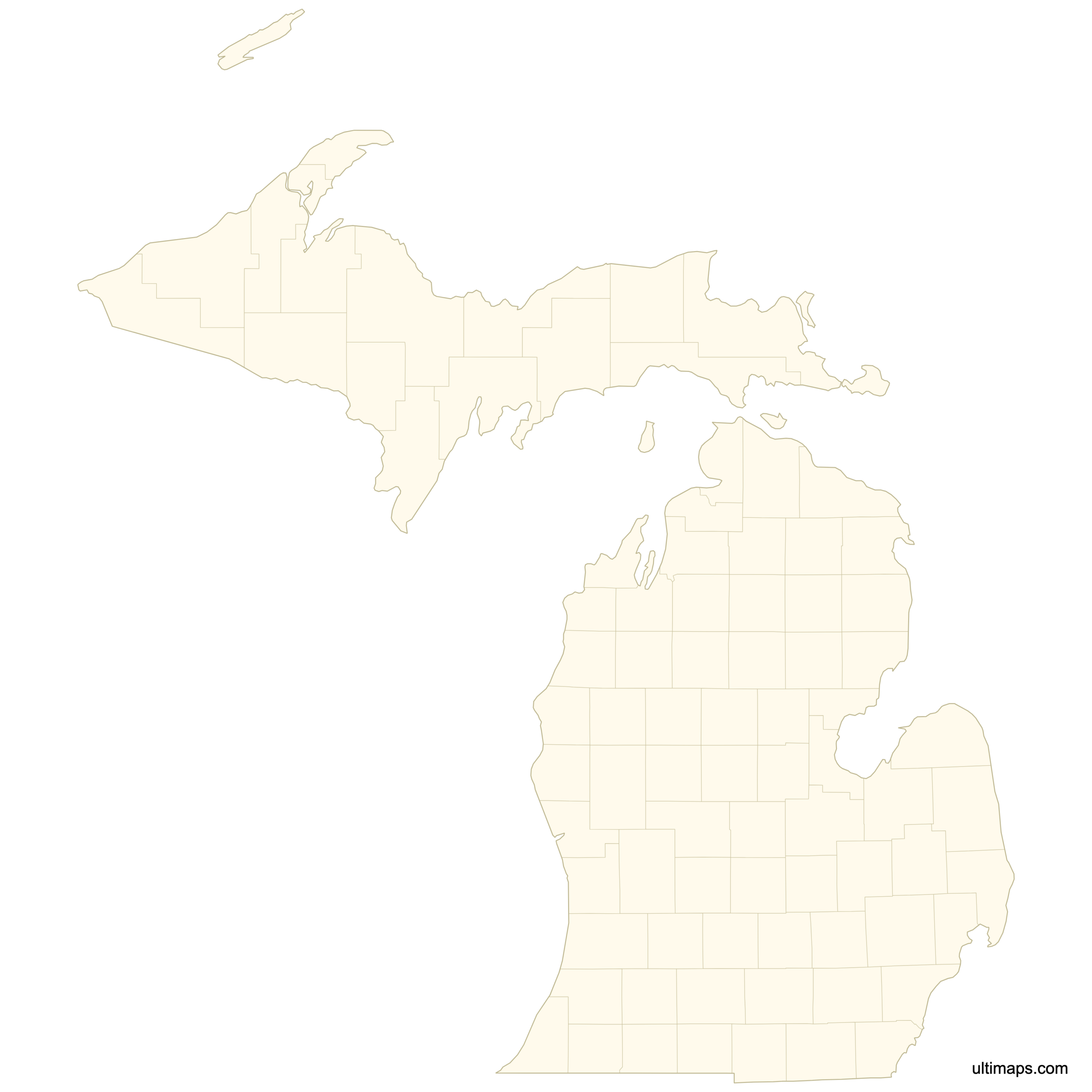 Blank Map Of Michigan Counties Free Download Ultimaps