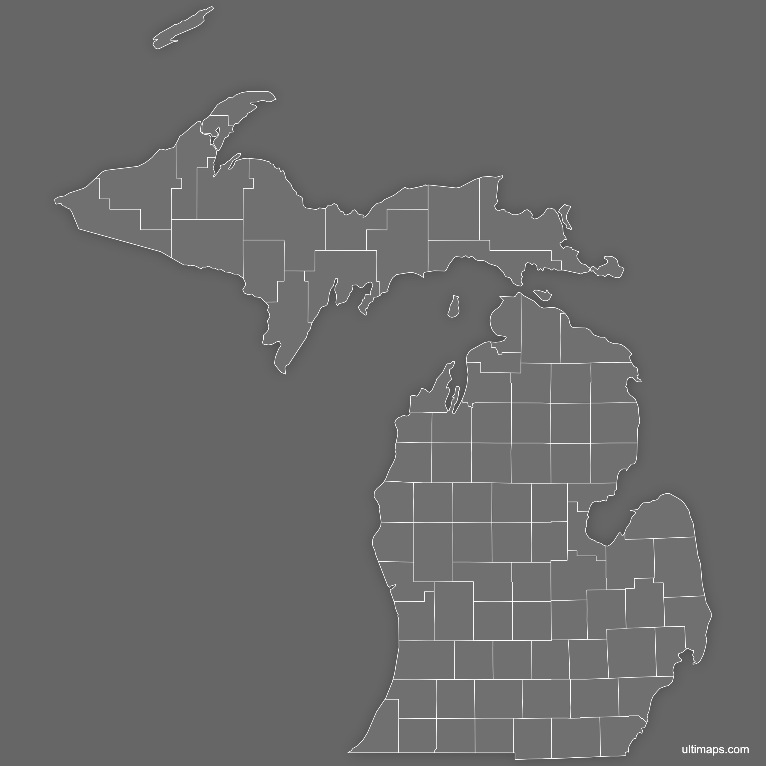 Blank Map Of Michigan Counties Free Download Ultimaps
