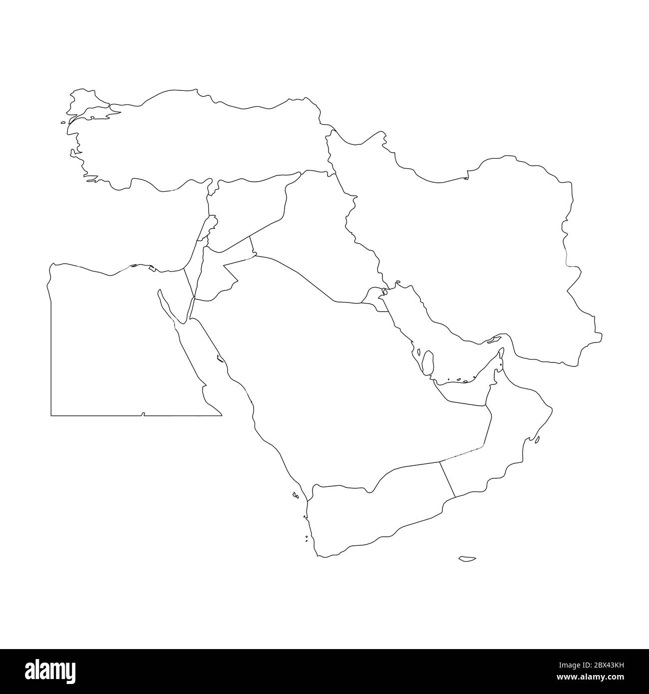 Blank Map Of Middle East Or Near East Simple Flat Outline Vector Ilustration Stock Vector Image Art Alamy