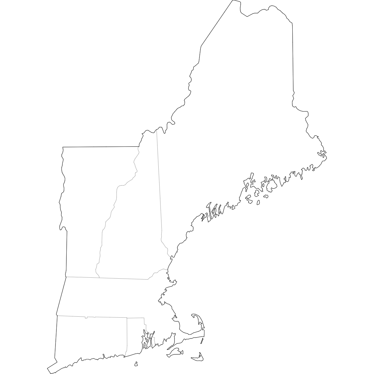 Blank Map Of New England States Free Download Ultimaps
