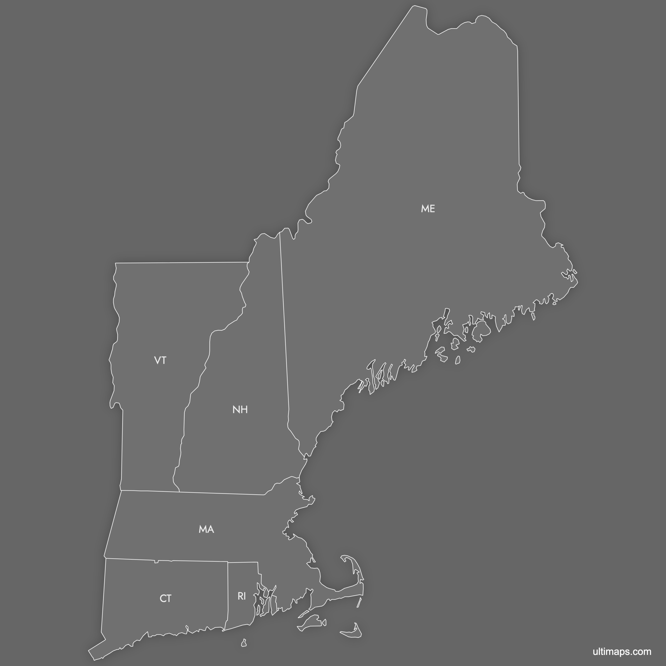 Blank Map Of New England States Free Download Ultimaps