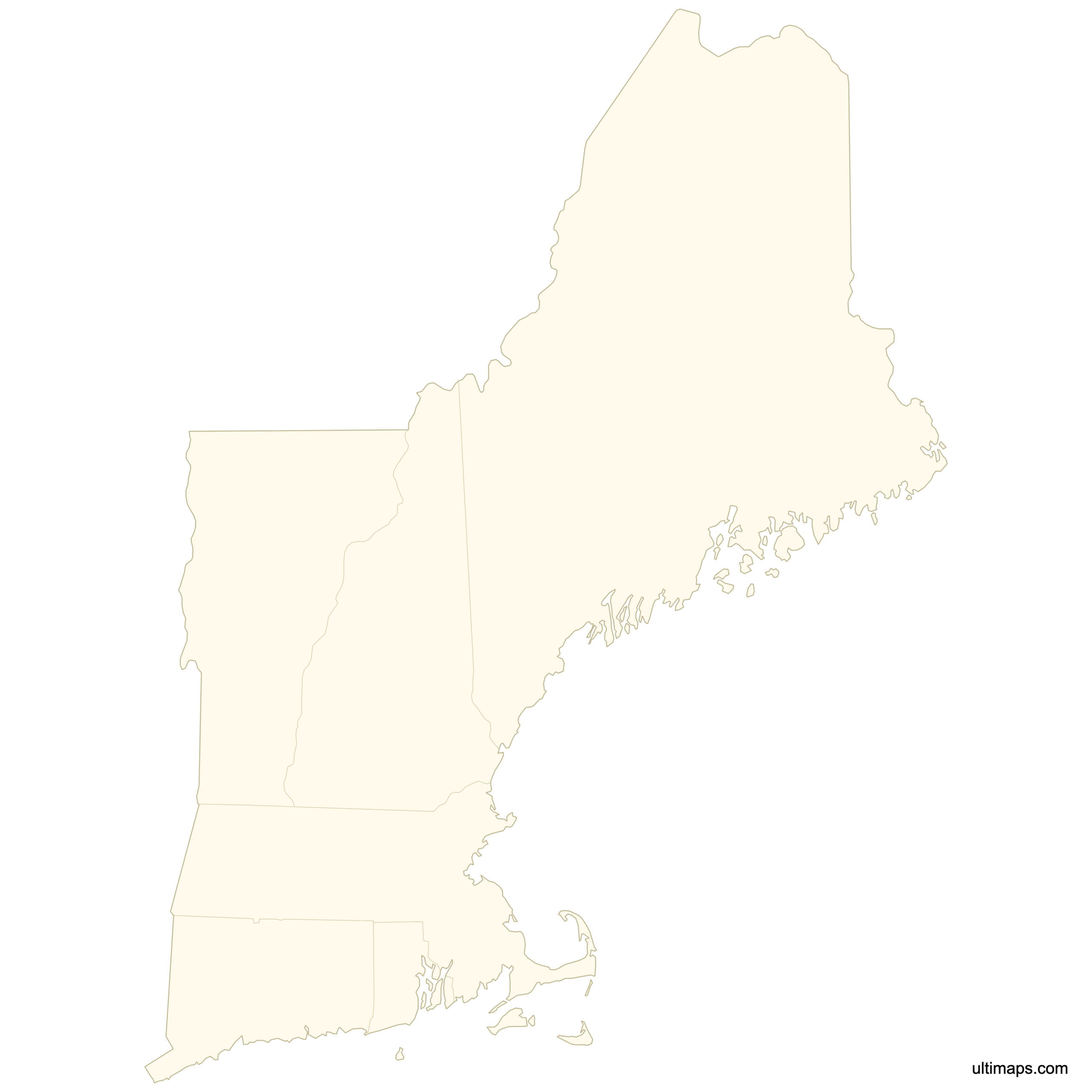 Blank Map Of New England States Free Download Ultimaps