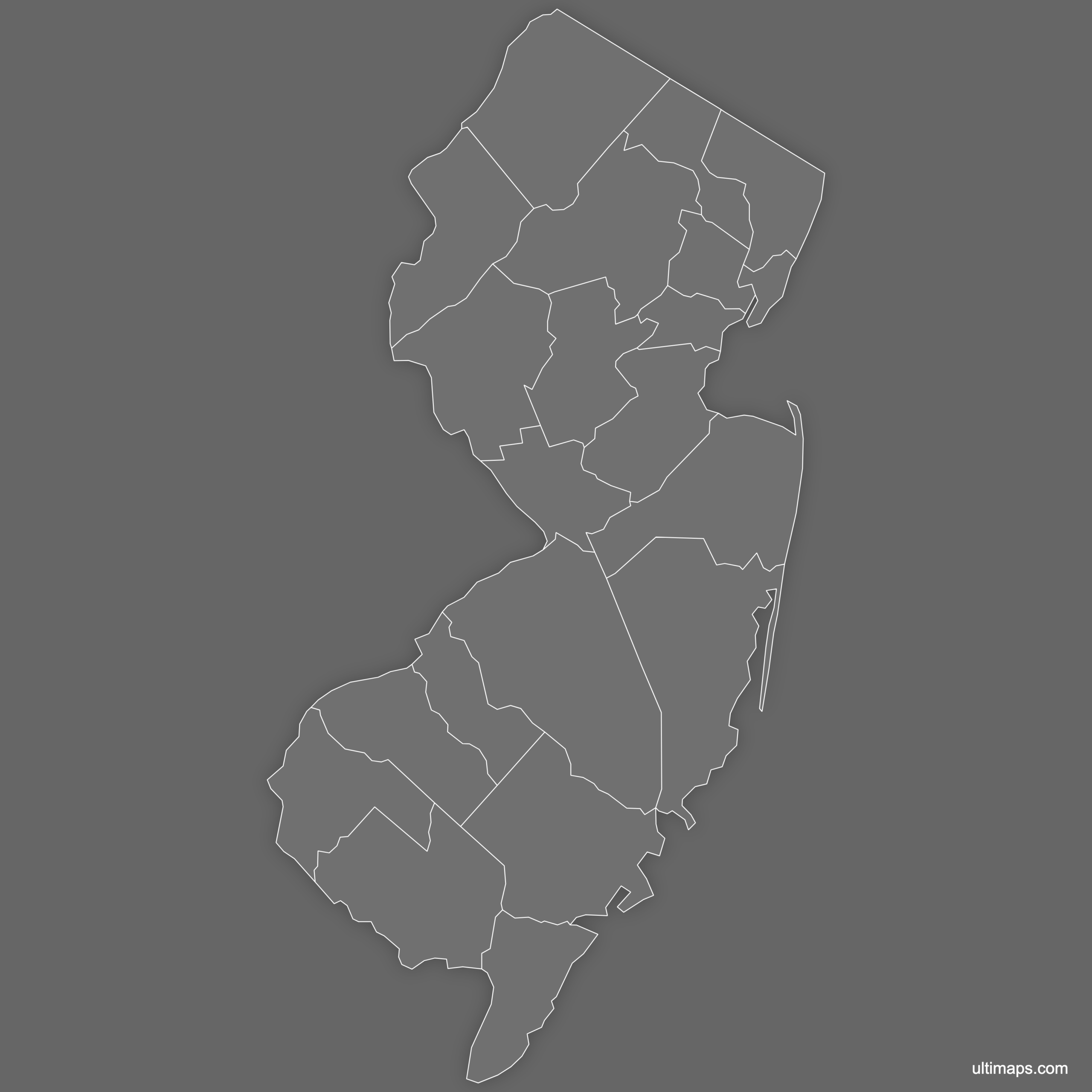 Blank Map Of New Jersey Counties Free Download Ultimaps