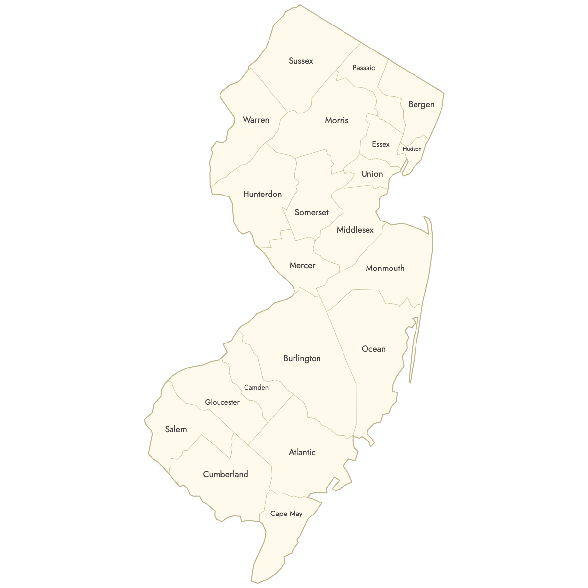 Blank Map Of New Jersey Counties Free Download Ultimaps