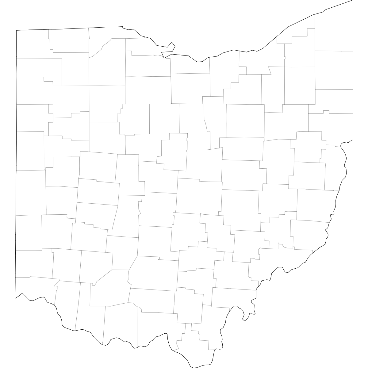 Blank Map Of Ohio Counties Free Download Ultimaps