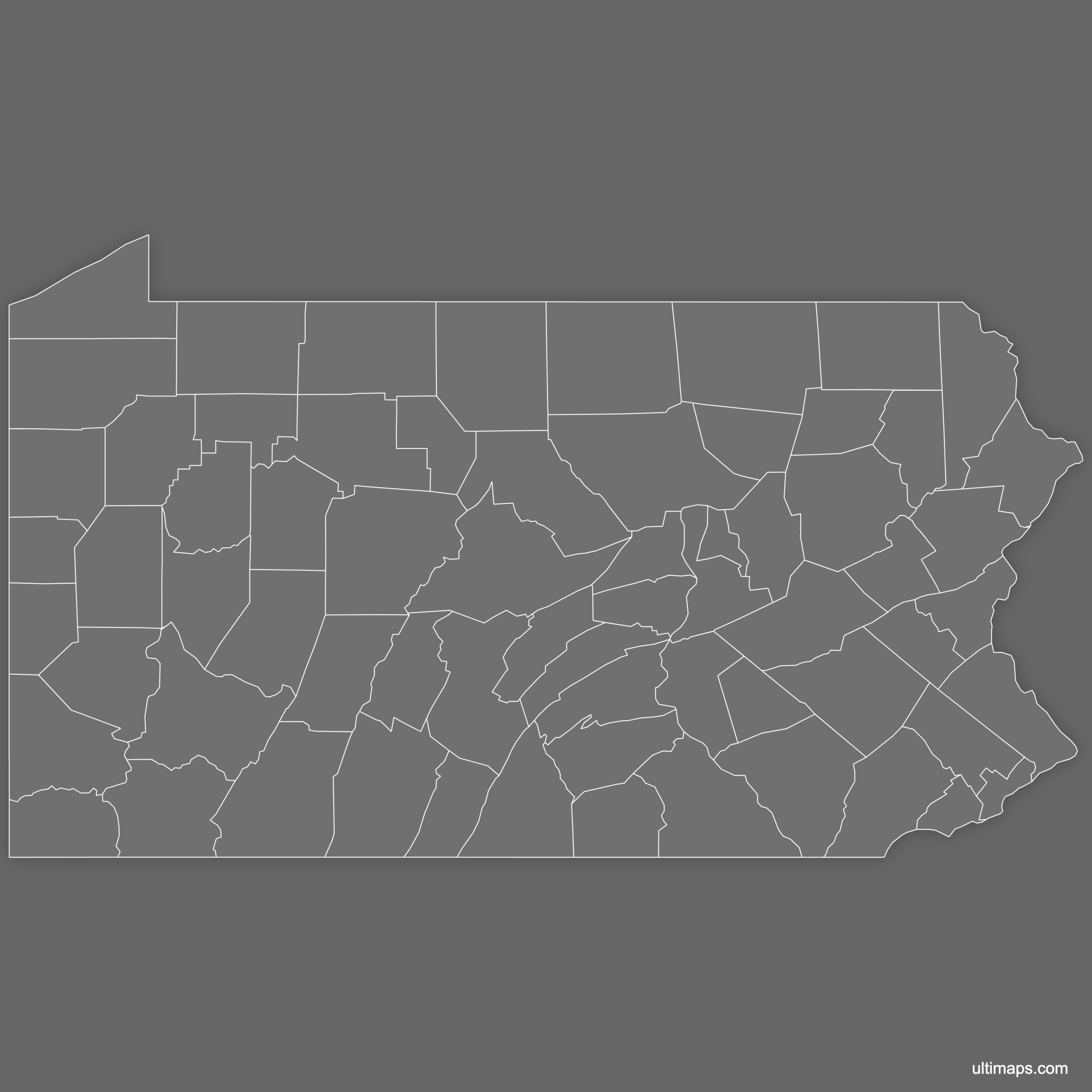 Blank Map Of Pennsylvania Counties Free Download Ultimaps