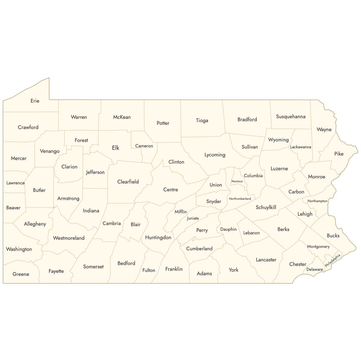 Blank Map Of Pennsylvania Counties Free Download Ultimaps