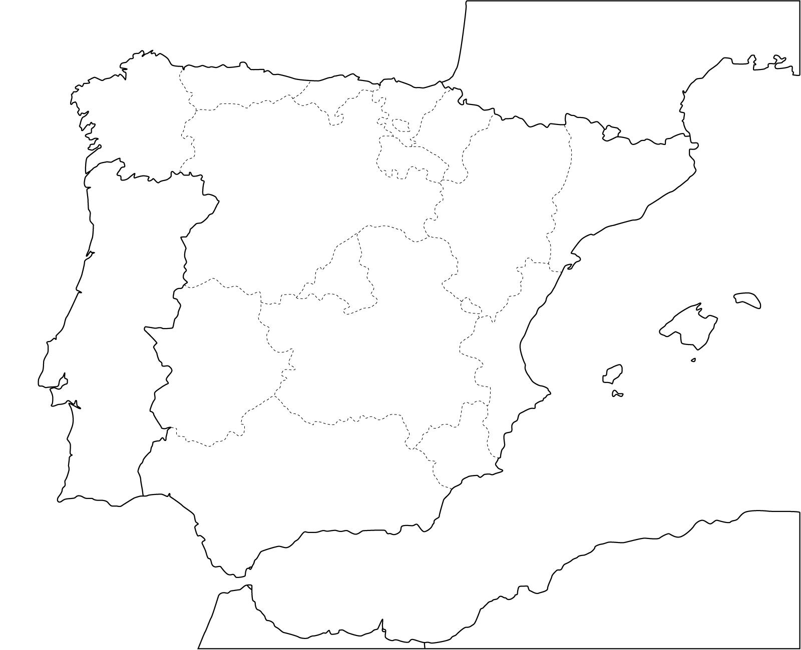 Blank Map Of Spain Plain Map Of Spain Southern Europe Europe 