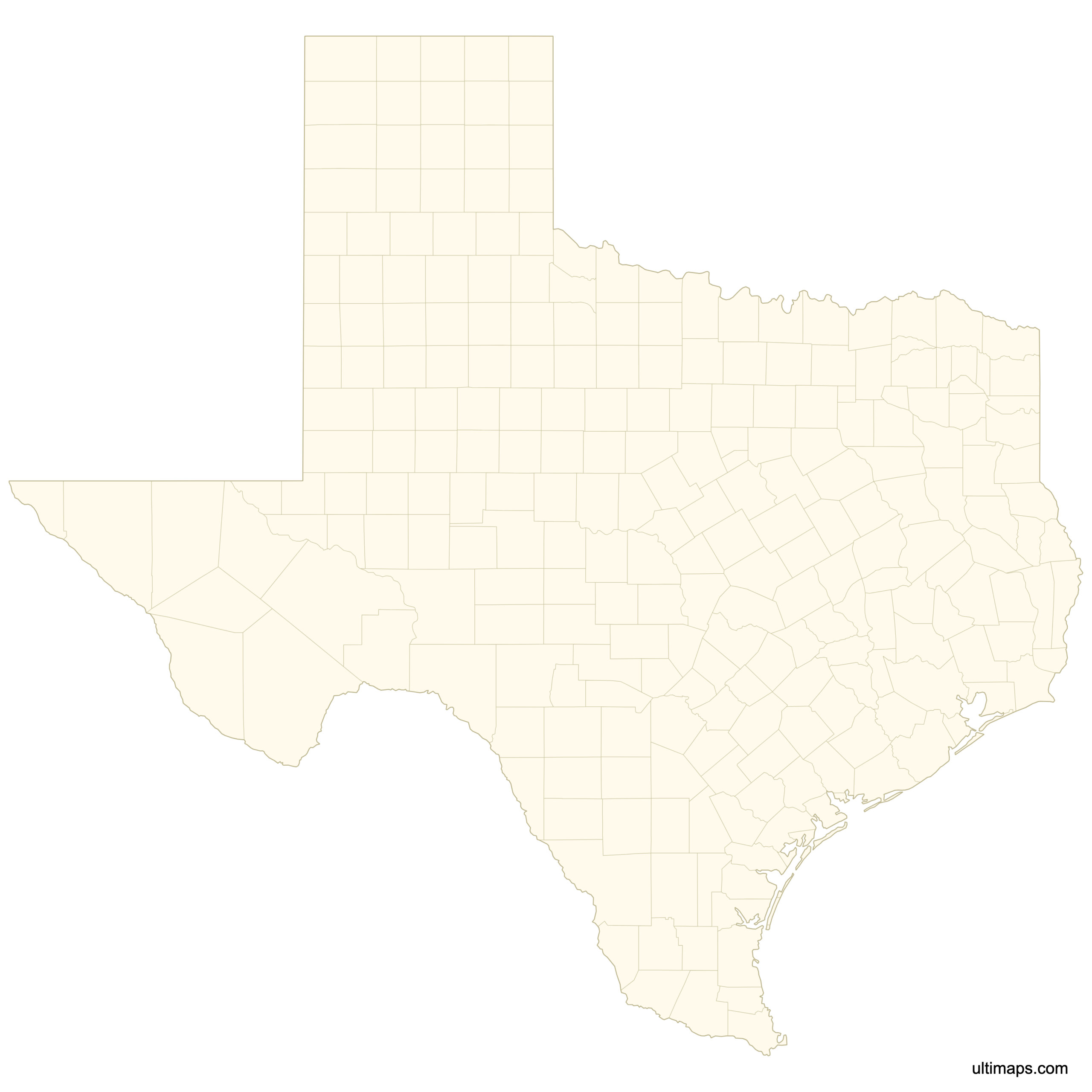 Blank Map Of Texas Counties Free Download Ultimaps